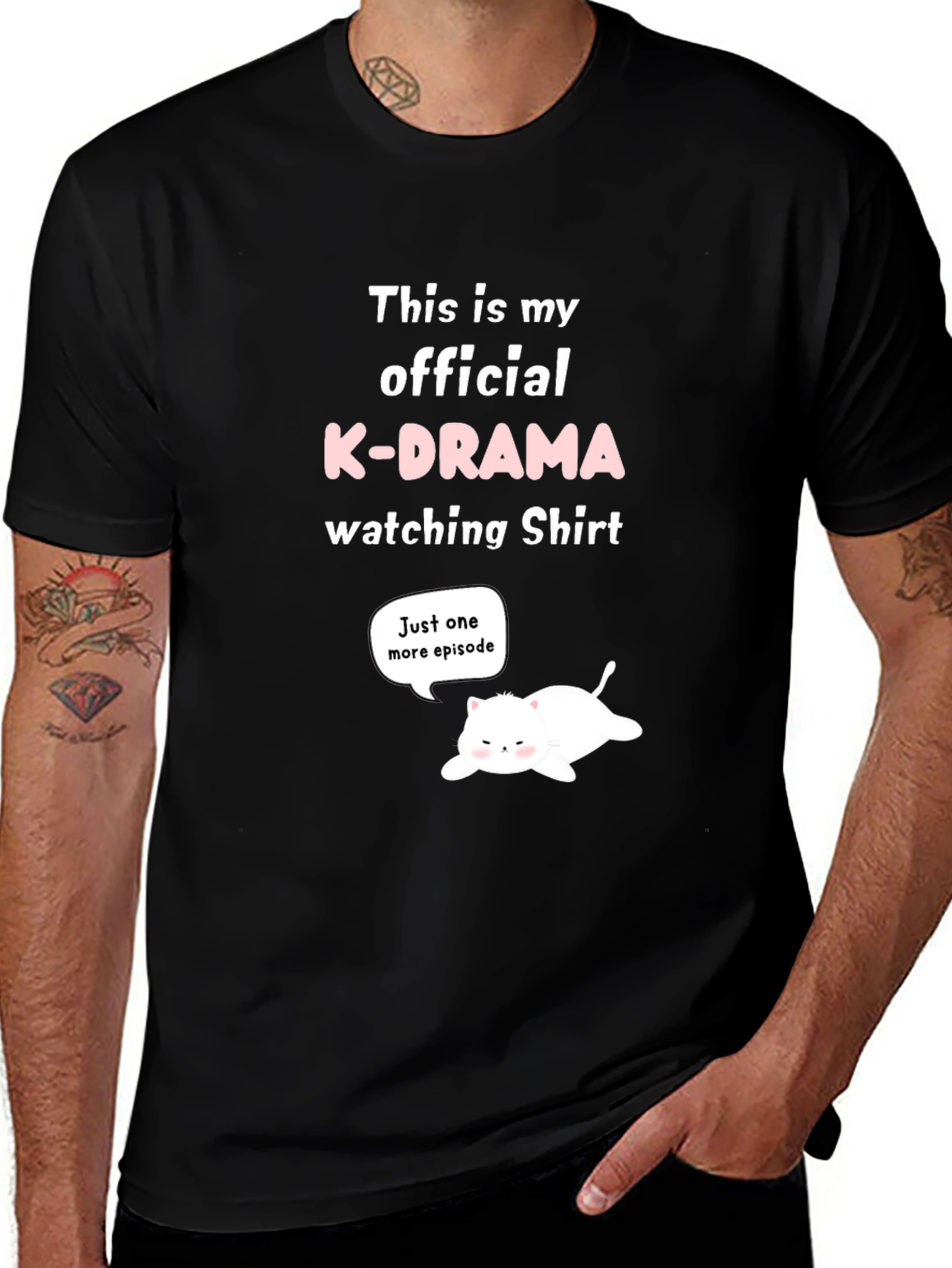 Variant 5 of K-Drama Watching Shirt - Funny Cat Tee