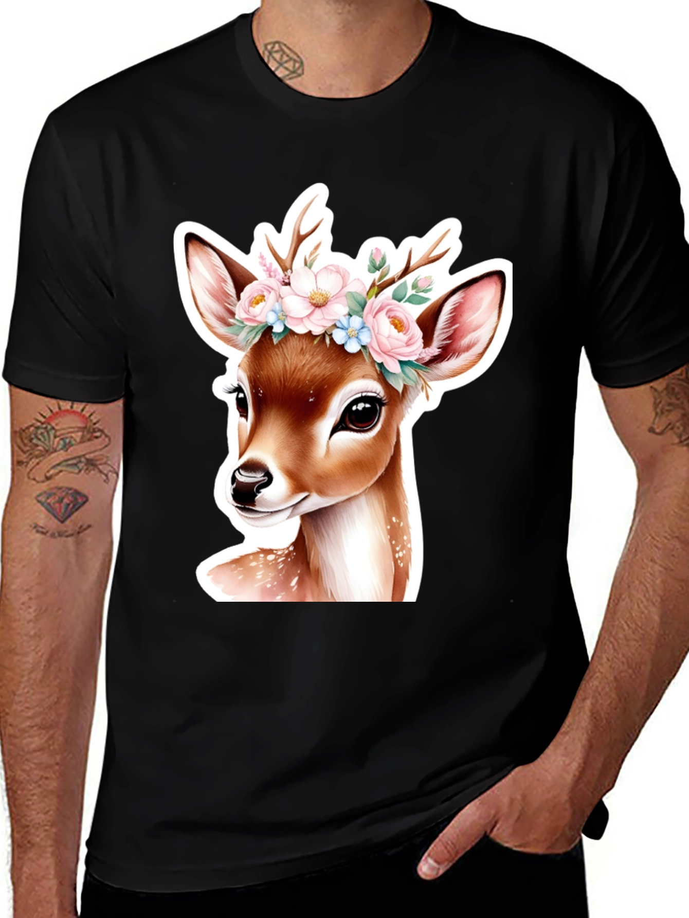 Variant 22 of Deer Floral Crown Graphic T-Shirt