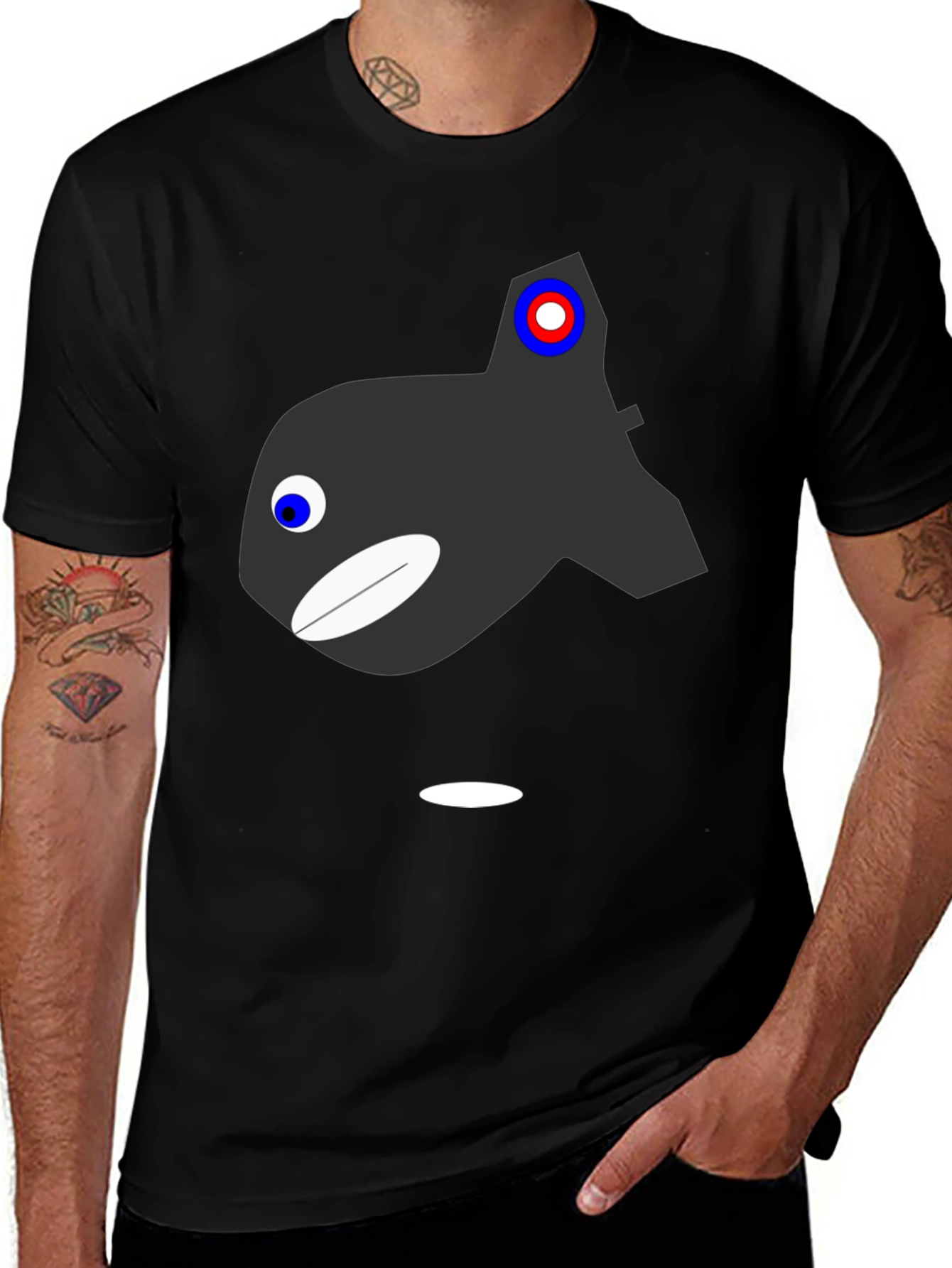 Variant 8 of Cartoon Orca Graphic T-Shirt - Black