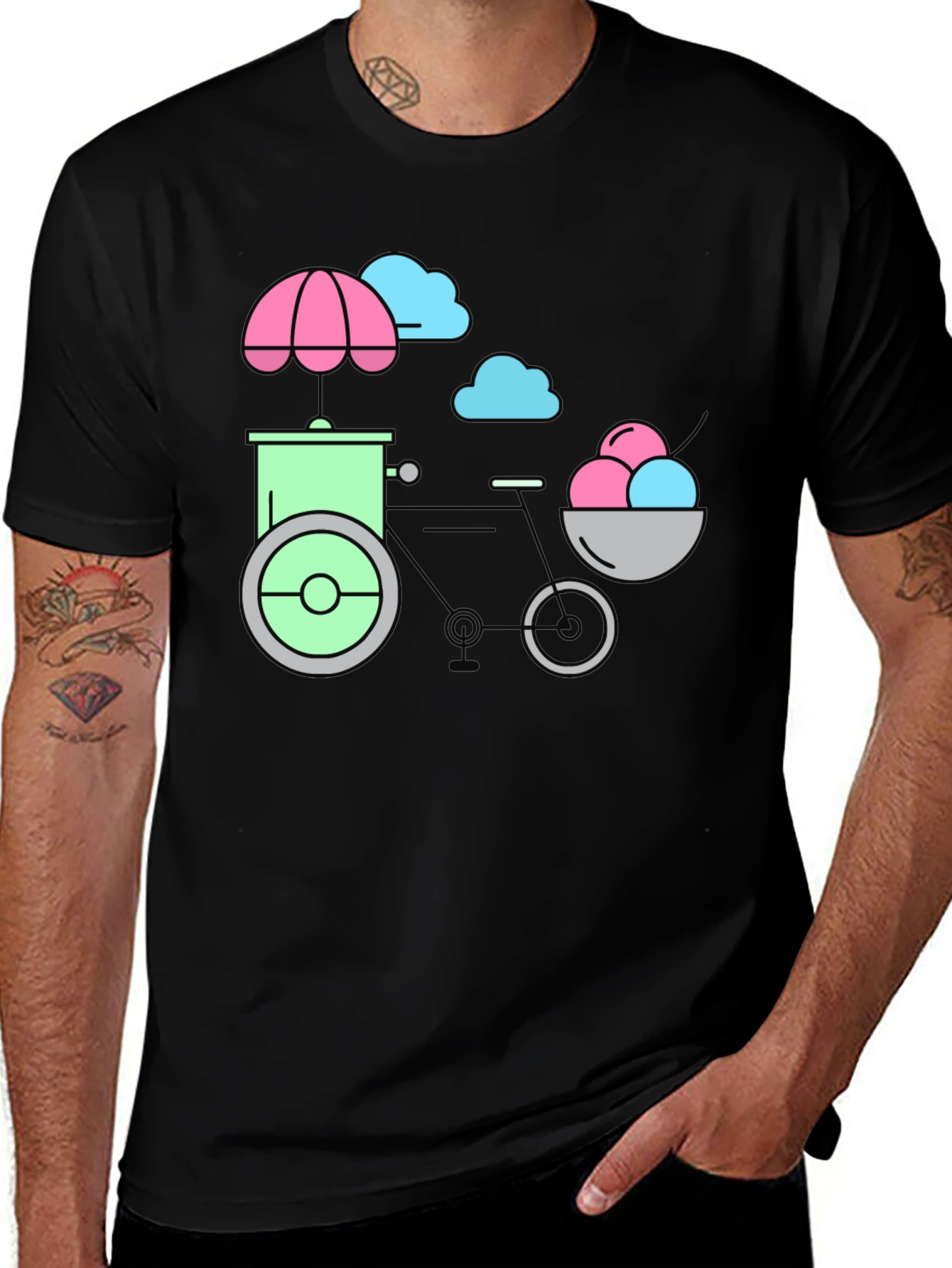 Variant 26 of Ice Cream Bike Tee - Fun Graphic Print T-Shirt
