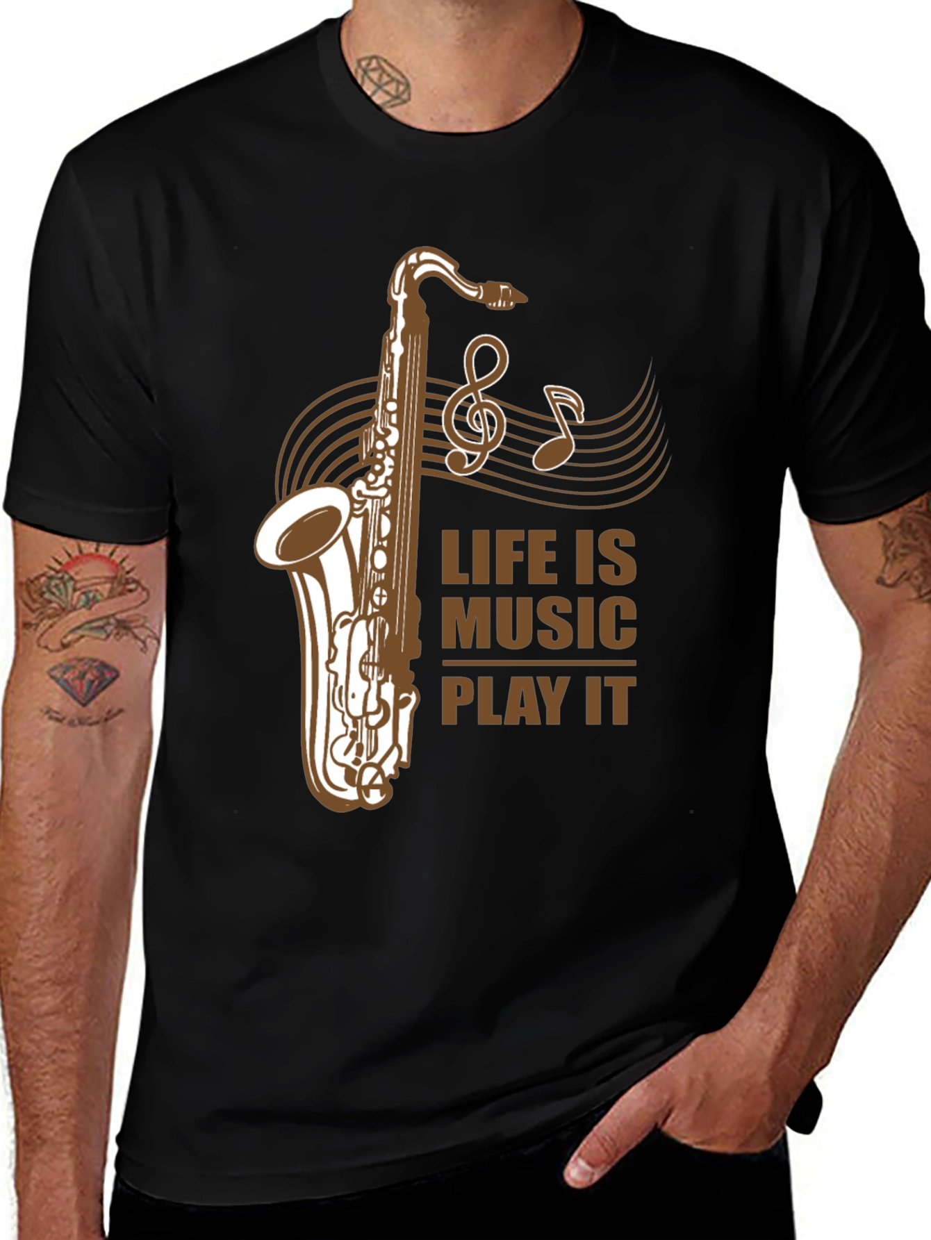Variant 18 of Life is Music Saxophone Graphic T-Shirt