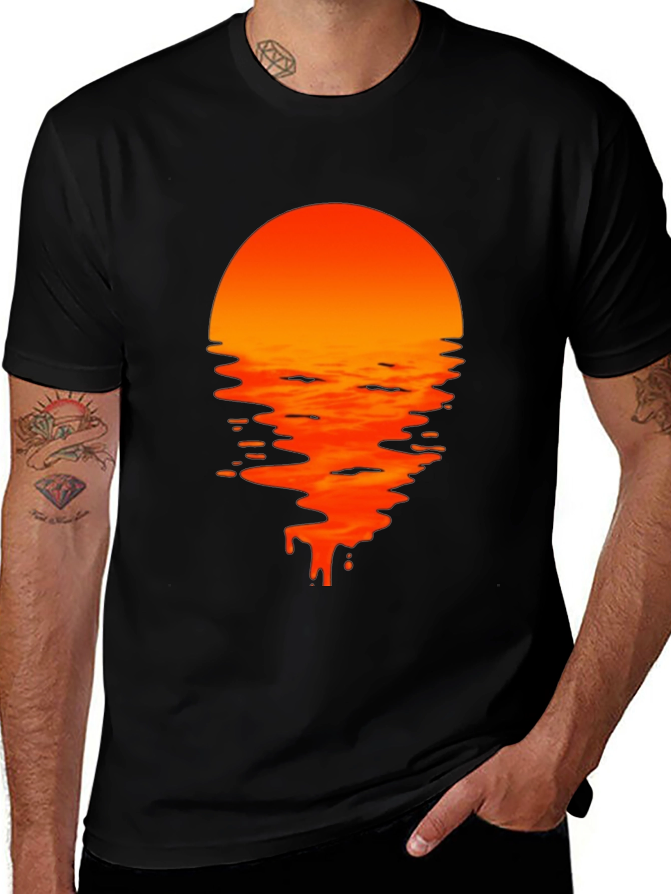 Variant 20 of Sunset Drip Graphic Tee - Black