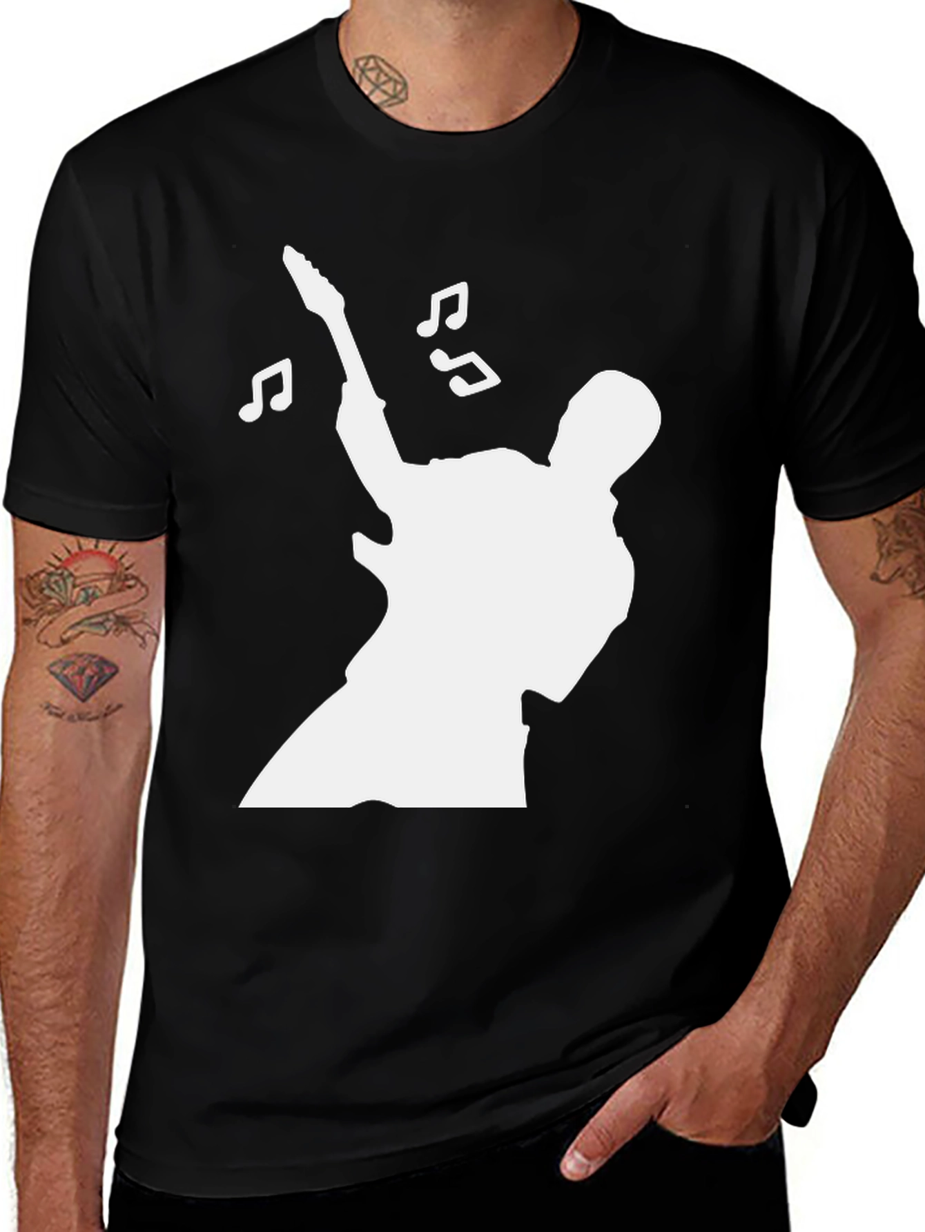 Variant 10 of Guitarist Silhouette Graphic Tee - Rock and Roll T-Shirt