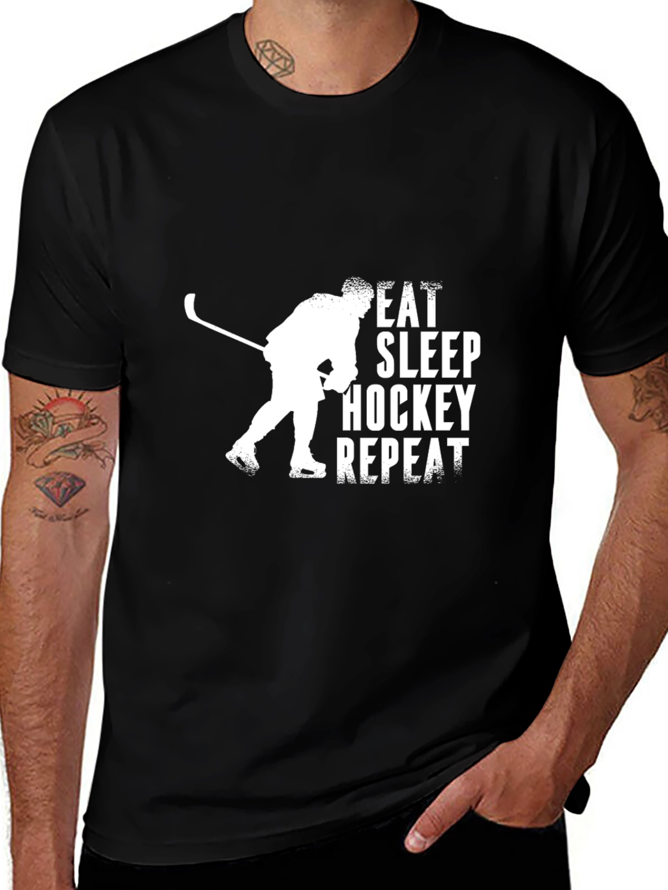 Eat Sleep Hockey Repeat Graphic Tee