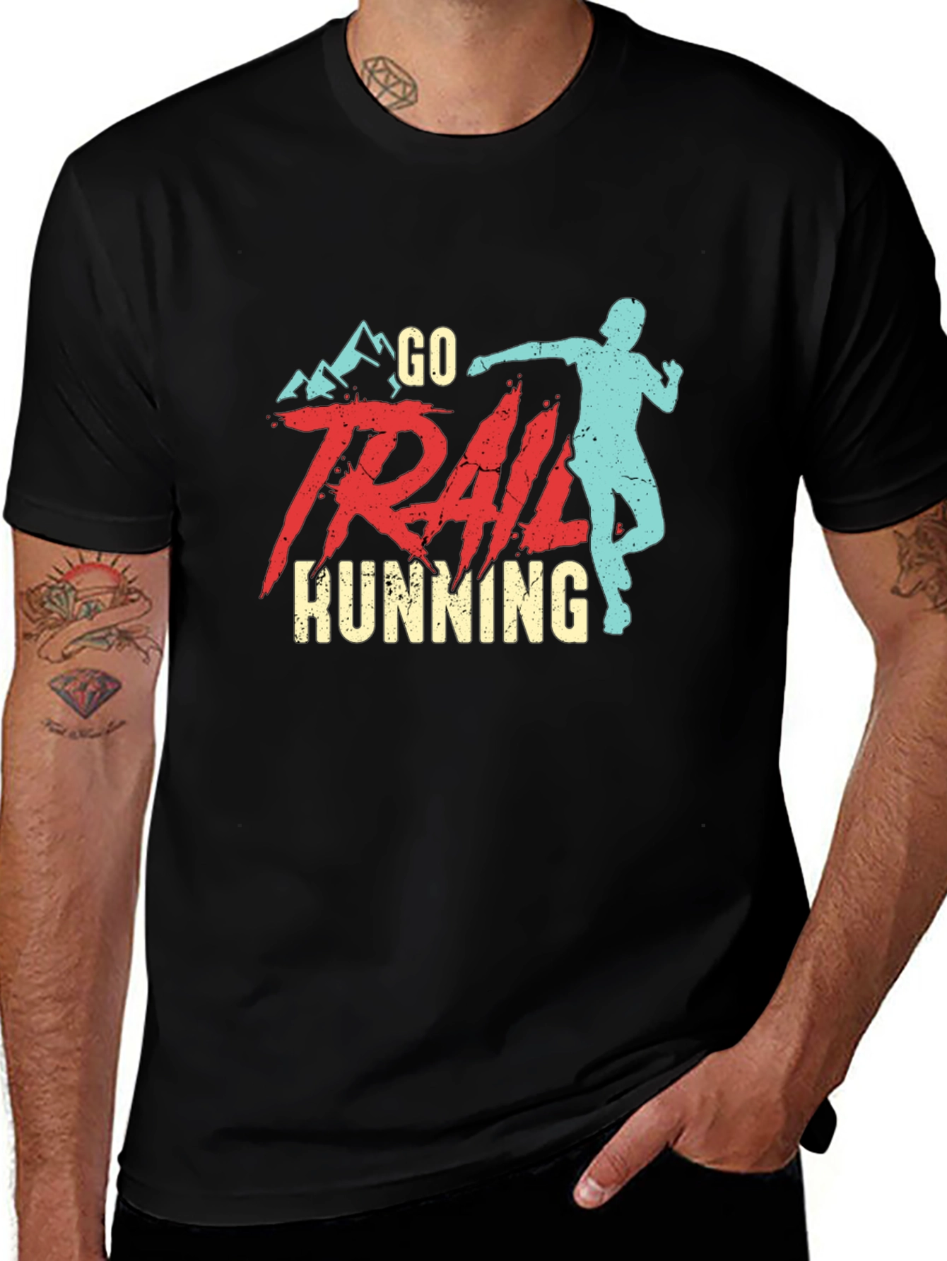 Variant 23 of Go Trail Running Graphic T-Shirt - Men's Black Tee