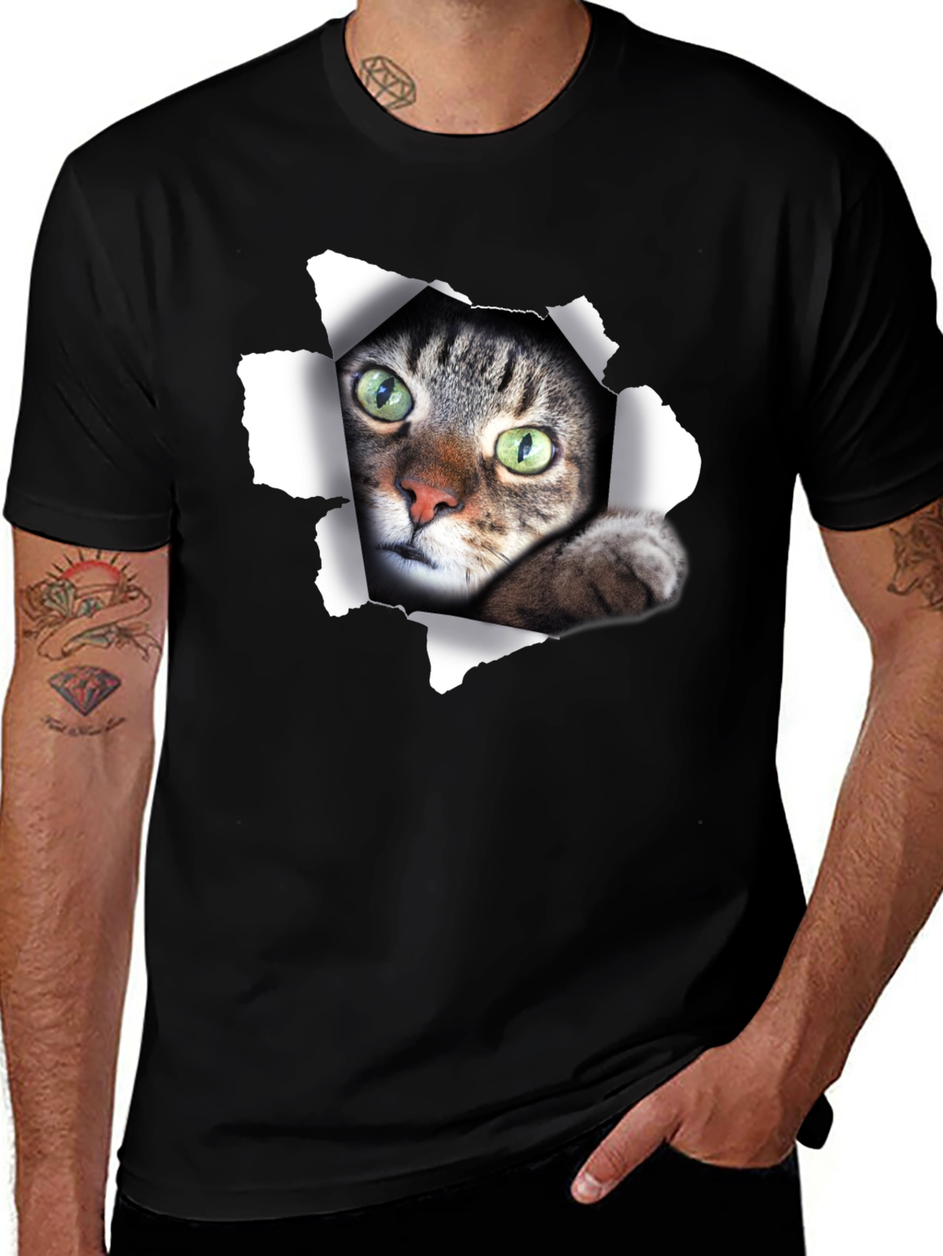 Variant 5 of Peek-a-Boo Cat Graphic T-Shirt