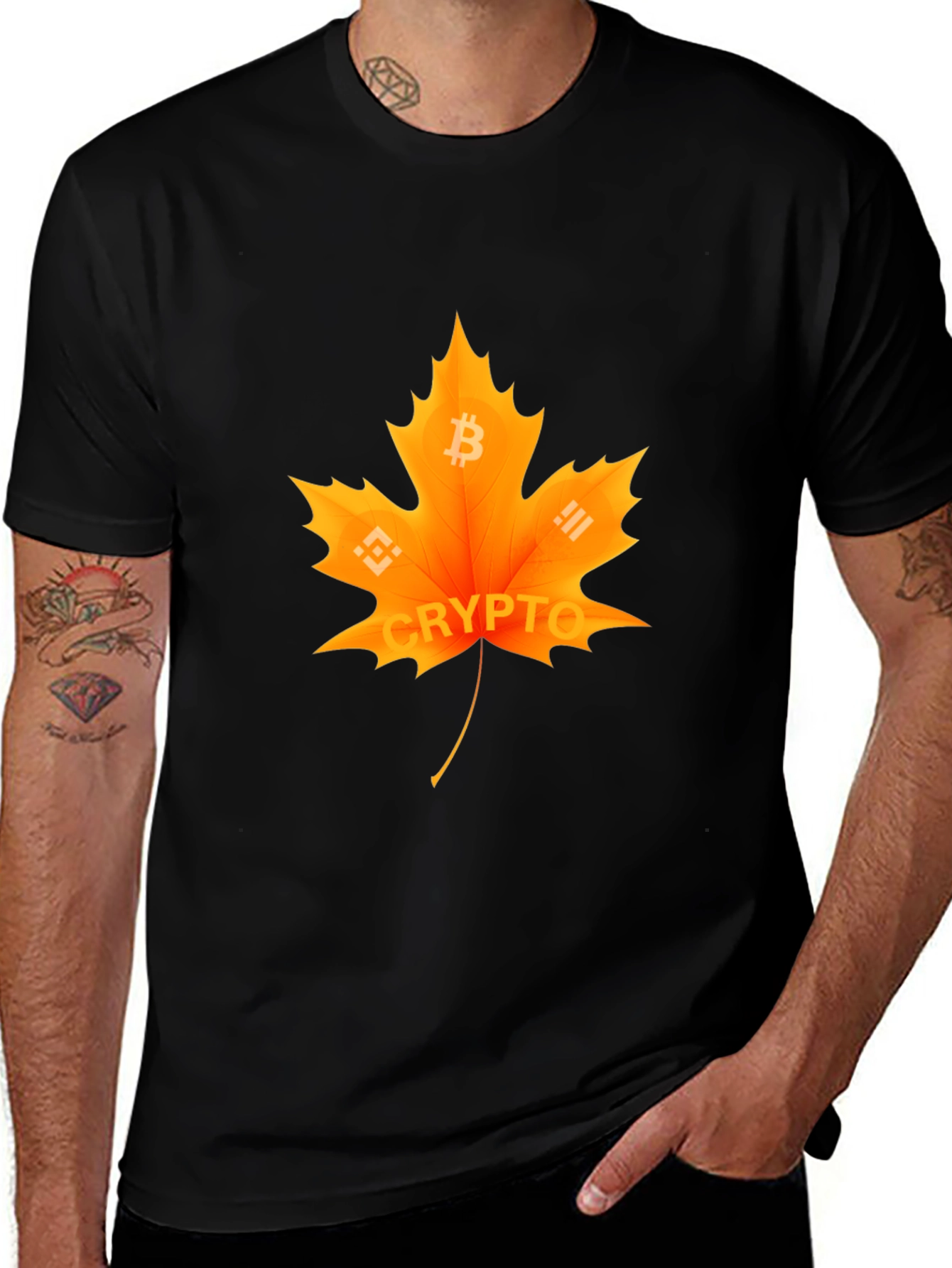 Variant 25 of Crypto Leaf Black T-Shirt