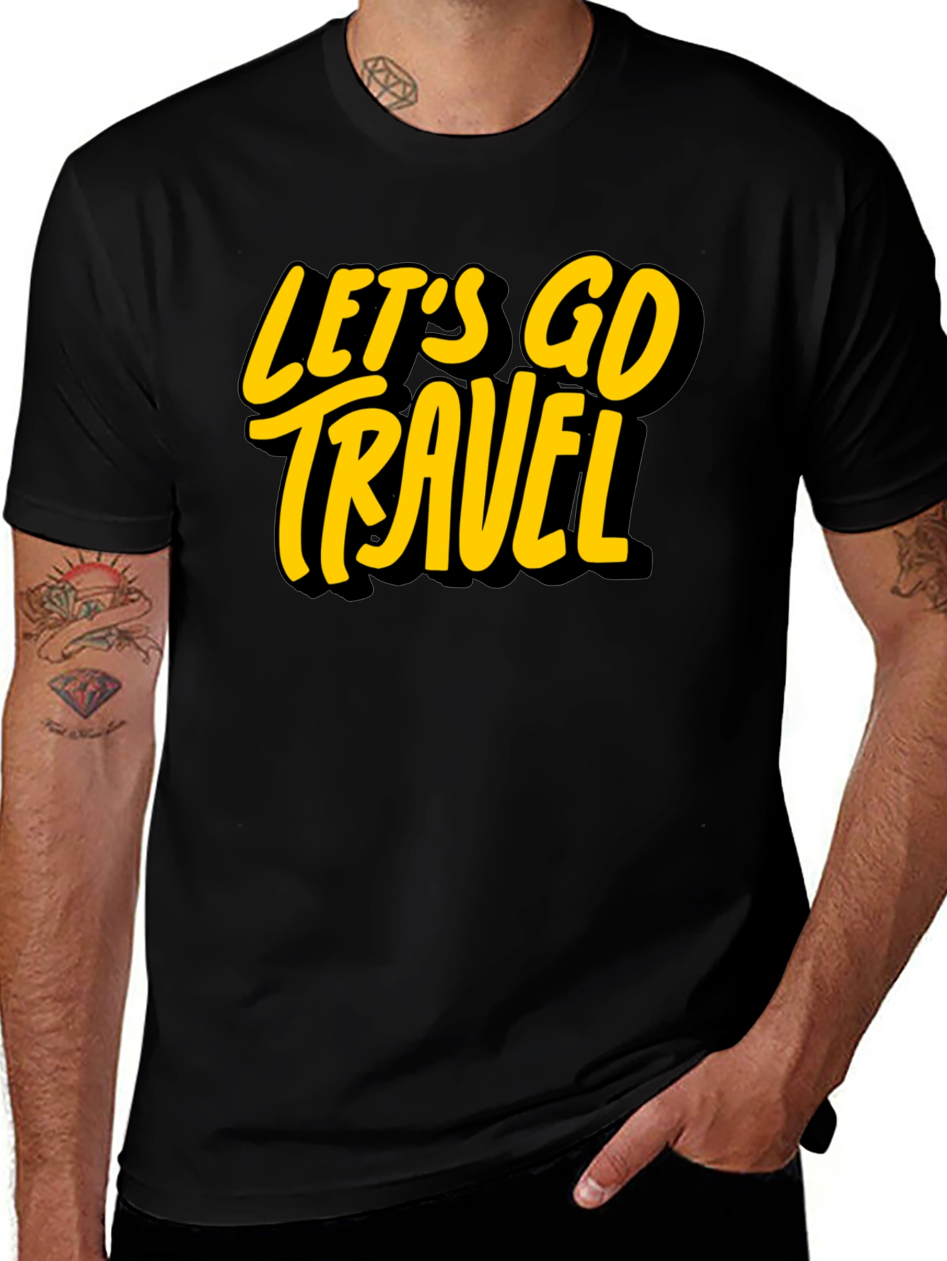 Variant 11 of Let's Go Travel Black Graphic Tee Shirt