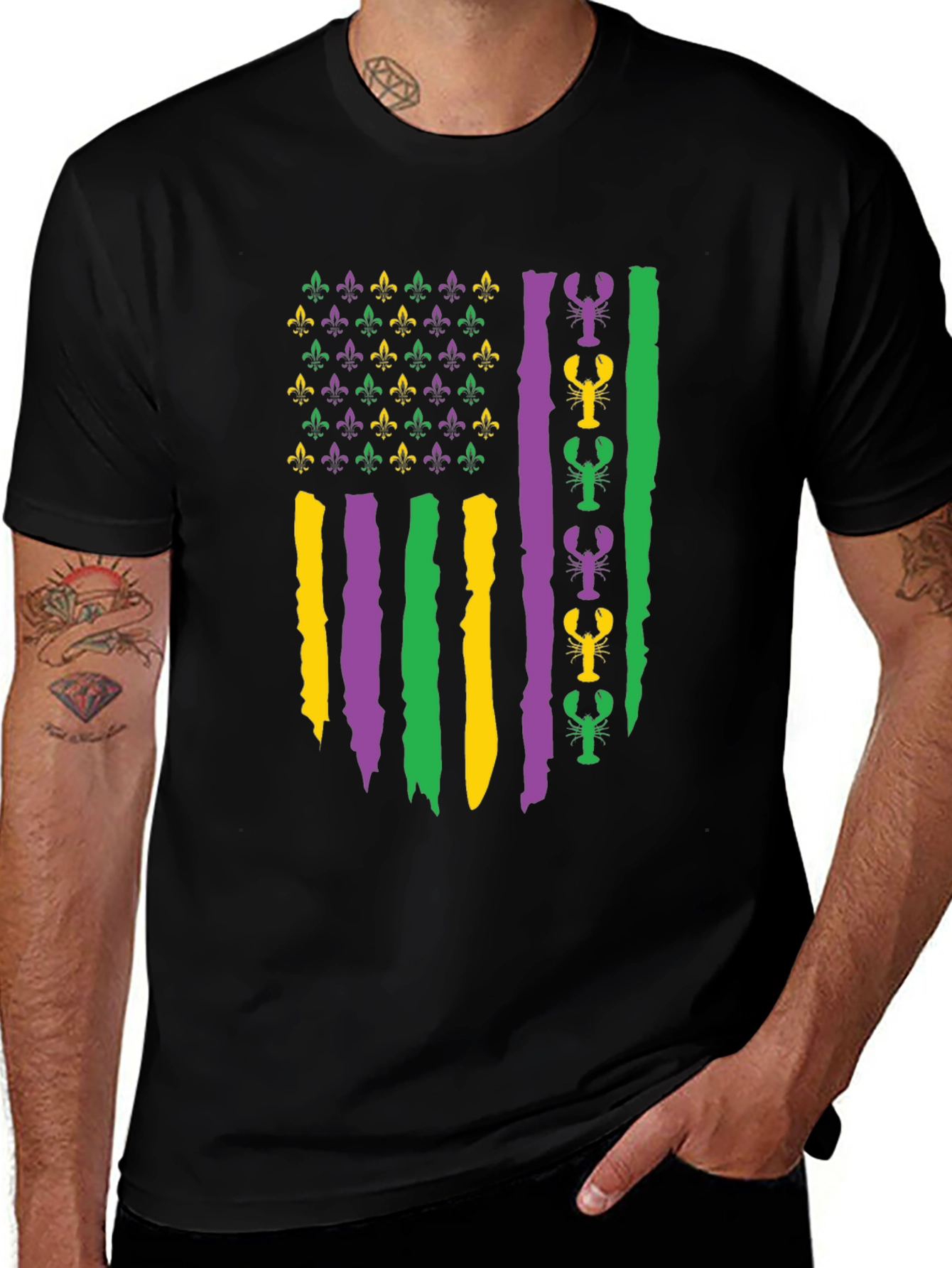 Mardi Gras Flag Lobster Graphic Tee