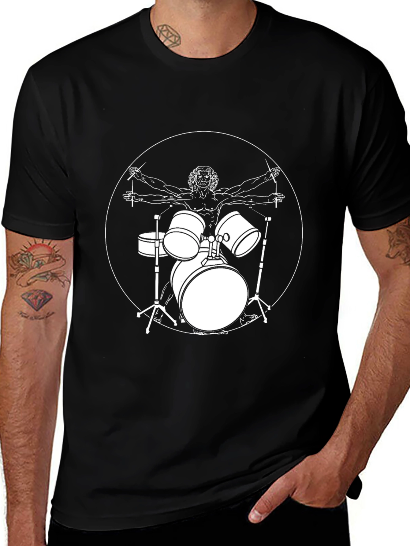 Variant 27 of Vitruvian Drummer Graphic T-Shirt