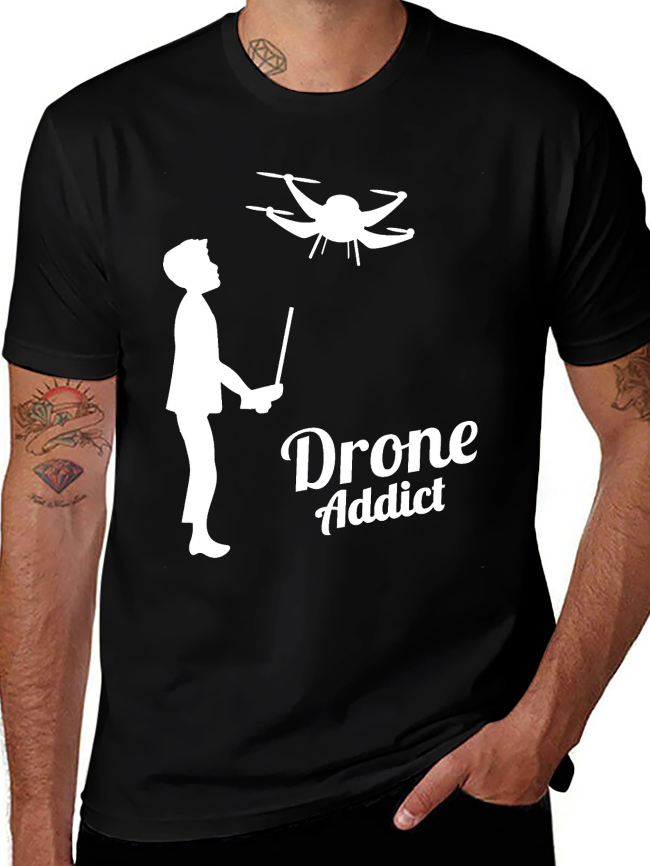 Variant 9 of Drone Addict Black T-Shirt | Hobbyist Apparel