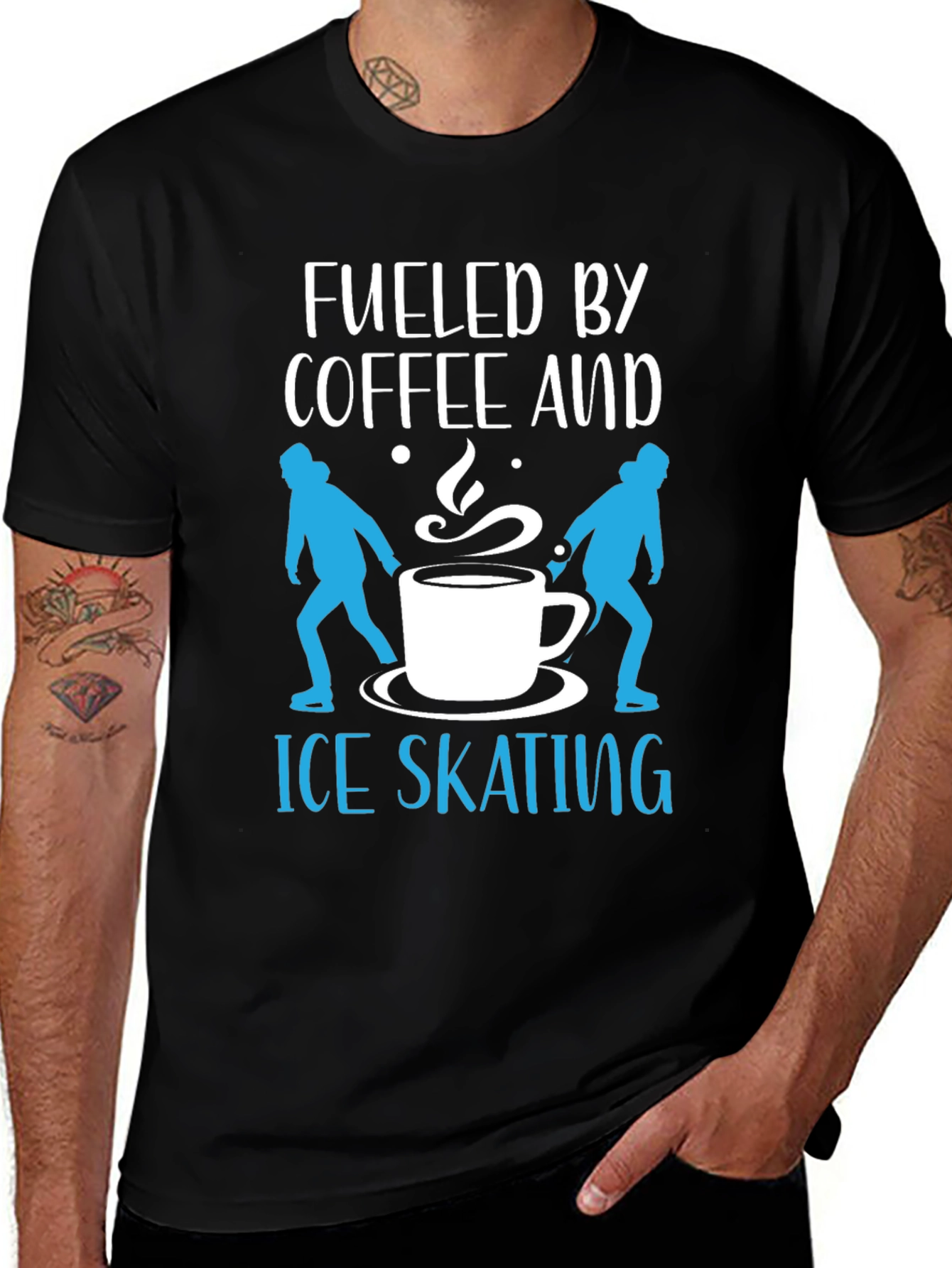 Variant 29 of Fueled by Coffee and Ice Skating Black T-Shirt