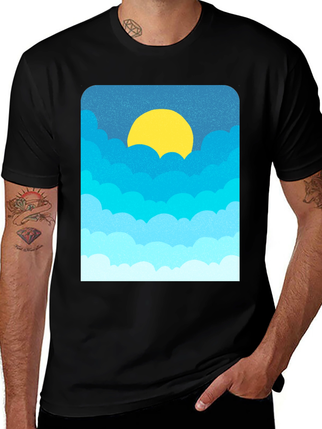 Variant 6 of Cloudscape Graphic Tee - Black Cotton Blend