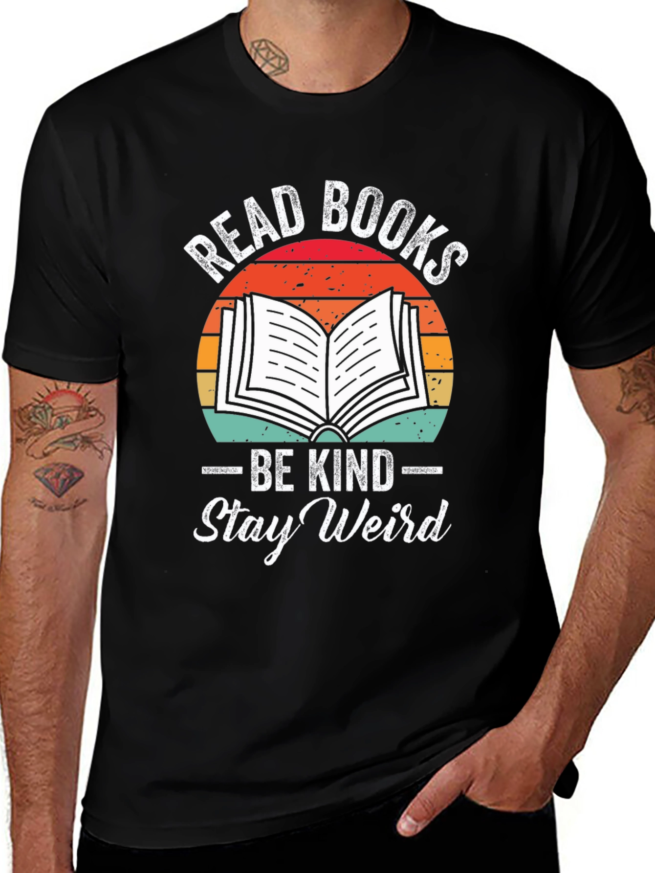 Variant 6 of Read Books Be Kind Stay Weird Graphic T-Shirt