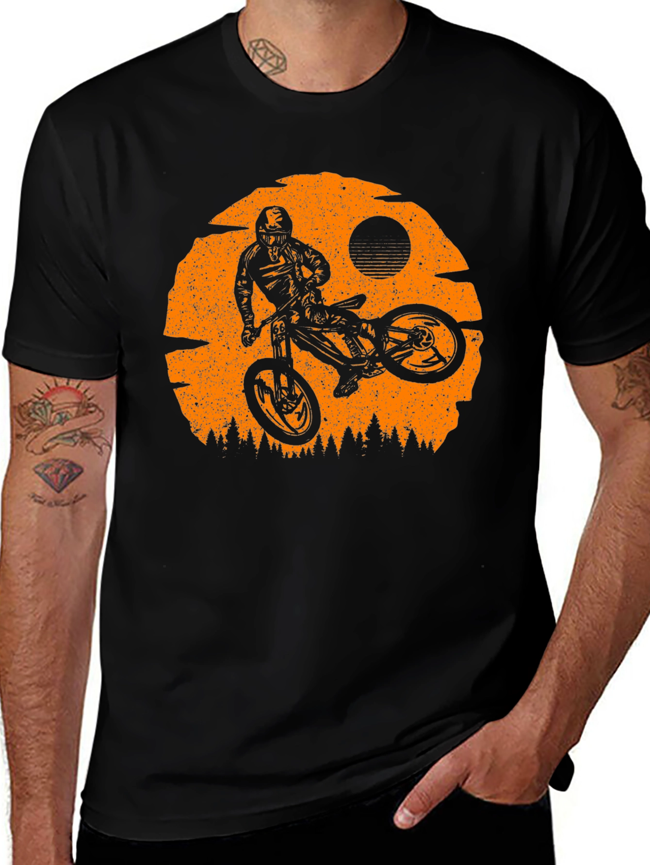 Variant 4 of Mountain Bike Sunset Graphic Tee - Black