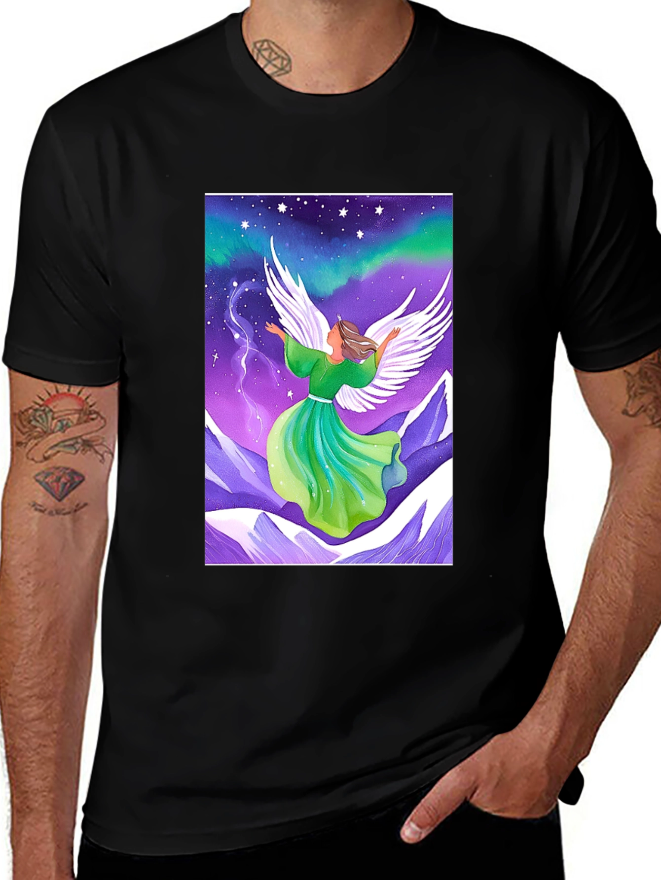 Variant 27 of Angel Wings Graphic Tee - Celestial Design