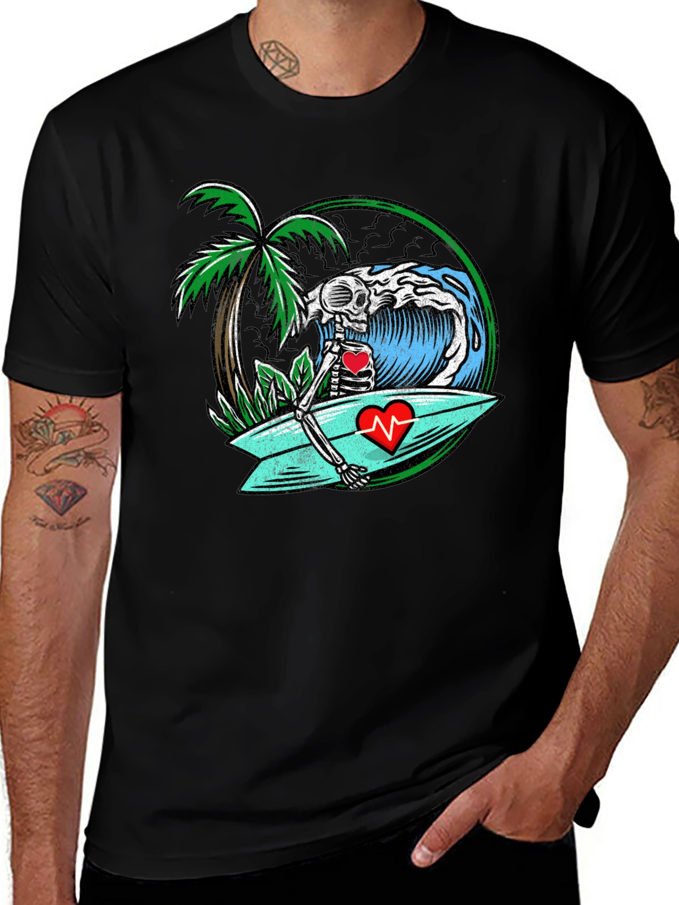 Variant 6 of Skeleton Surfer Graphic Tee - Vital Vibes