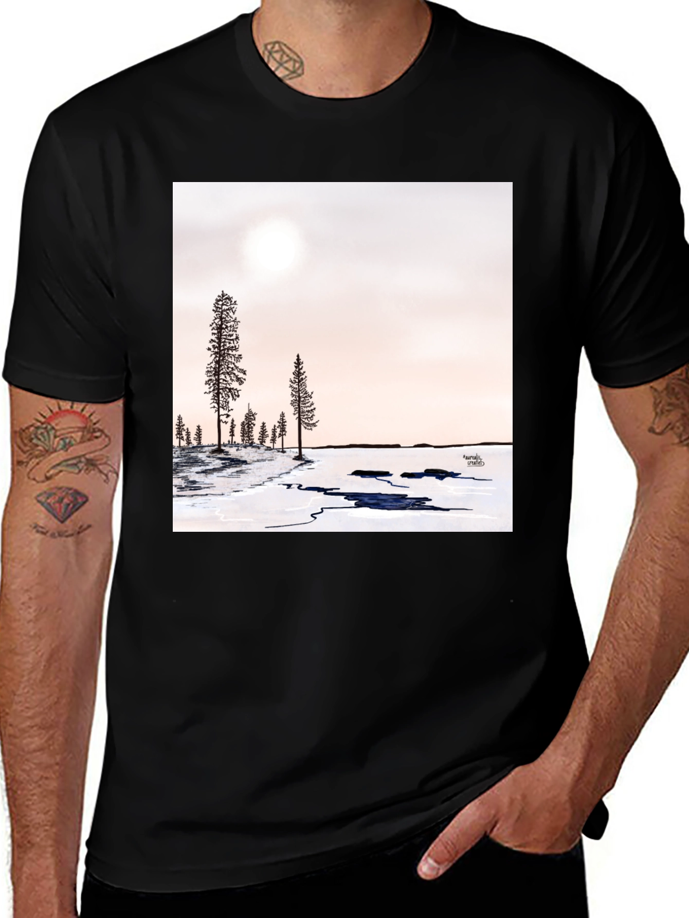 Variant 12 of Winter Forest Graphic Tee - Black