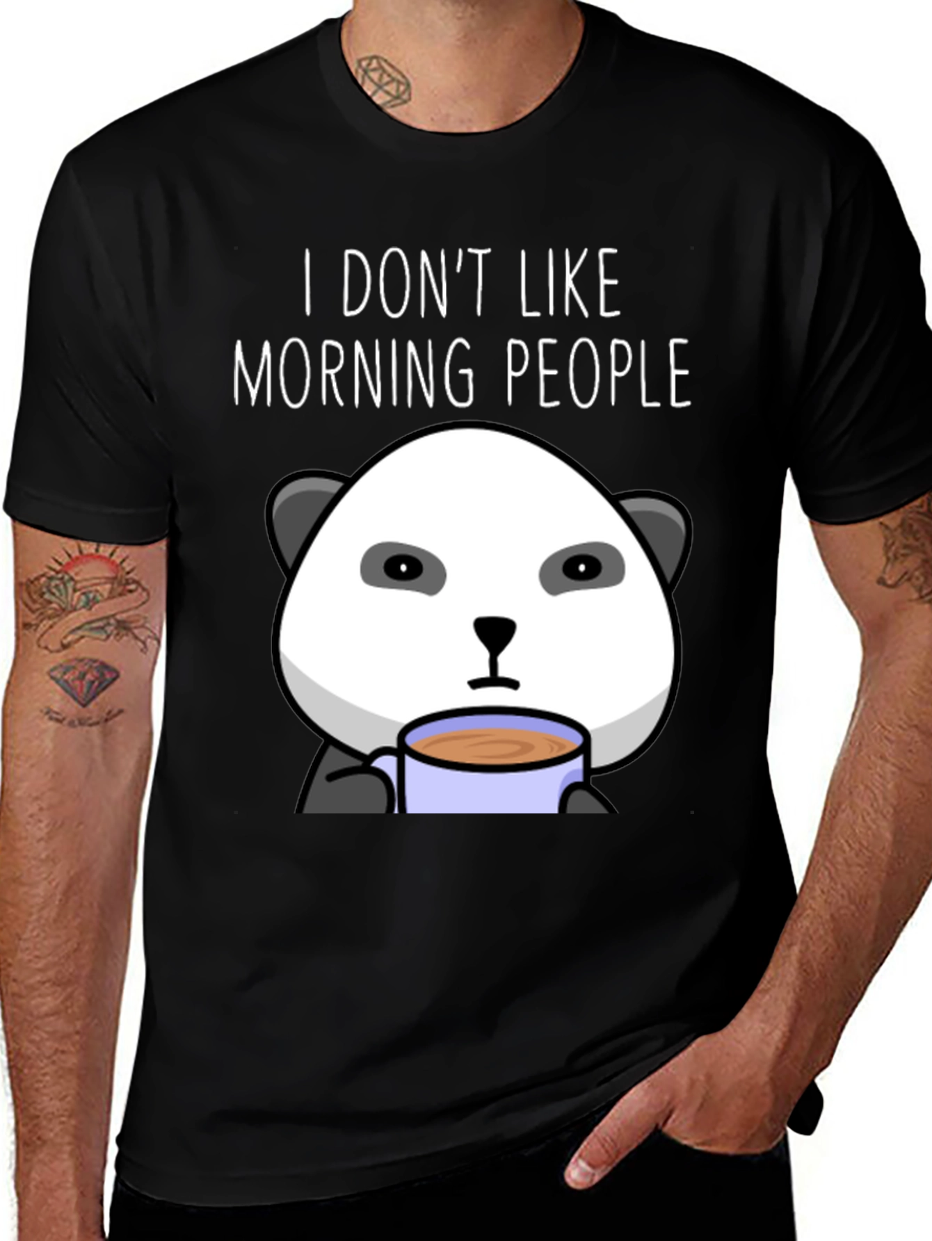 Variant 30 of Funny Panda "I Don't Like Morning People" T-Shirt