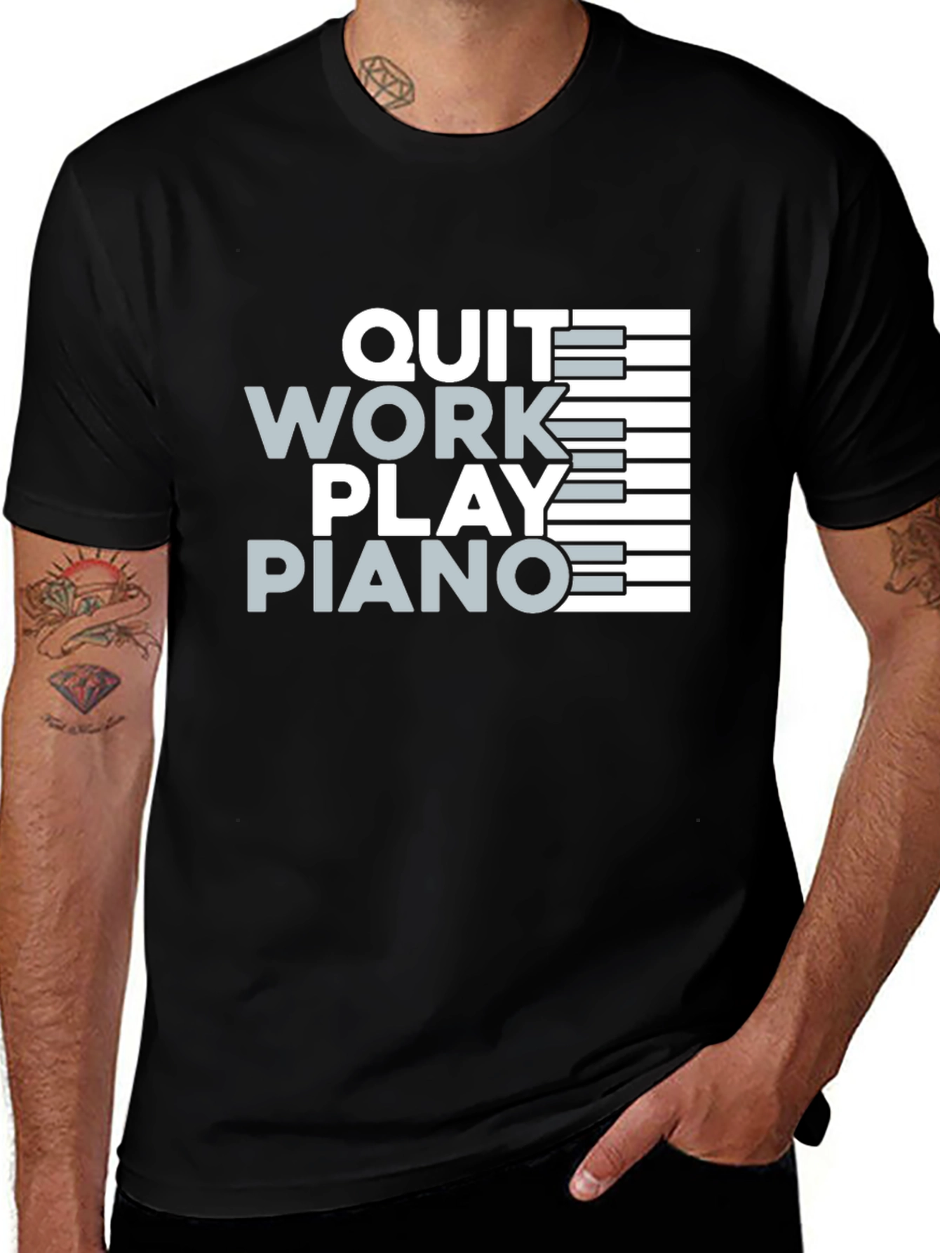 Variant 9 of Quit Work Play Piano T-Shirt