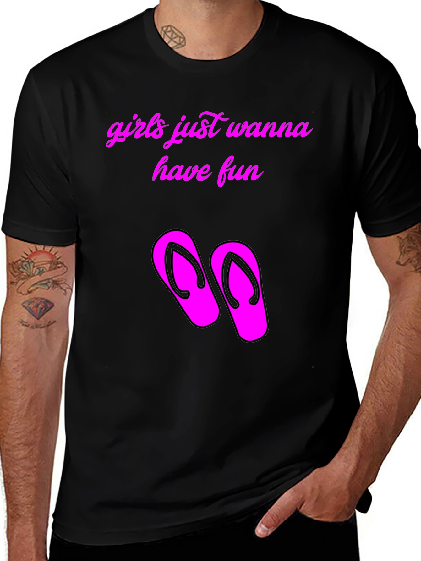 Variant 28 of Girls Just Wanna Have Fun T-Shirt - Flip Flops