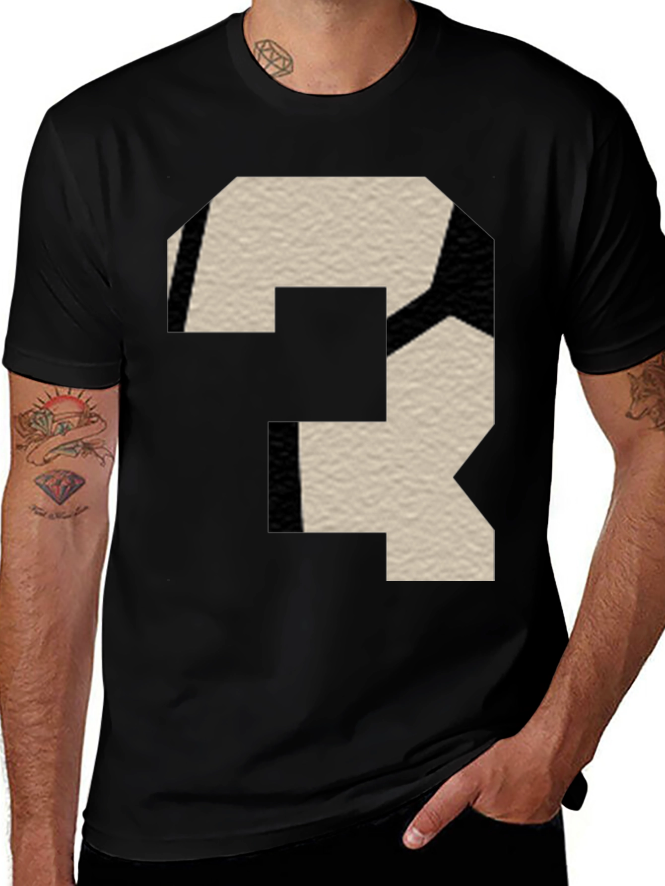Variant 25 of Abstract Number T-Shirt - Modern Black Tee