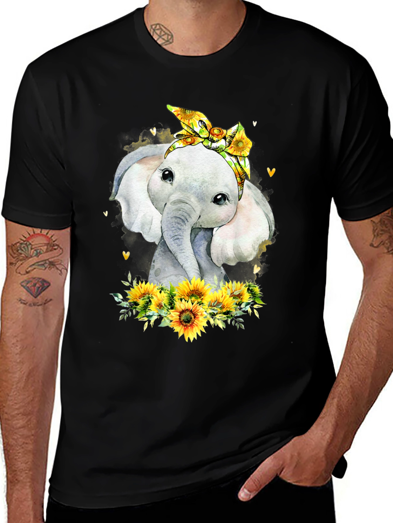 Variant 29 of Elephant Sunflower Graphic Tee