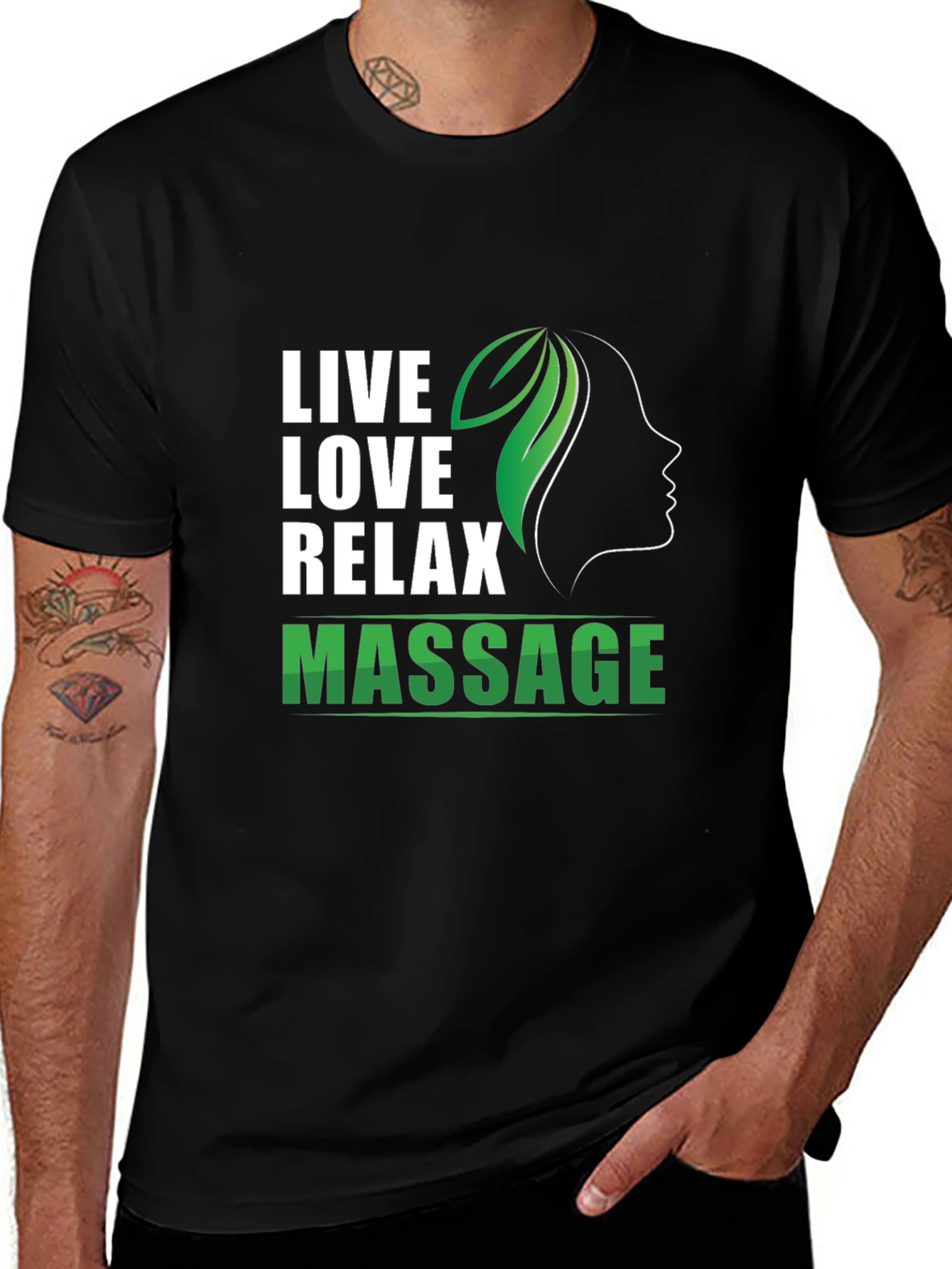 Variant 9 of Live Love Relax Massage Black T-Shirt