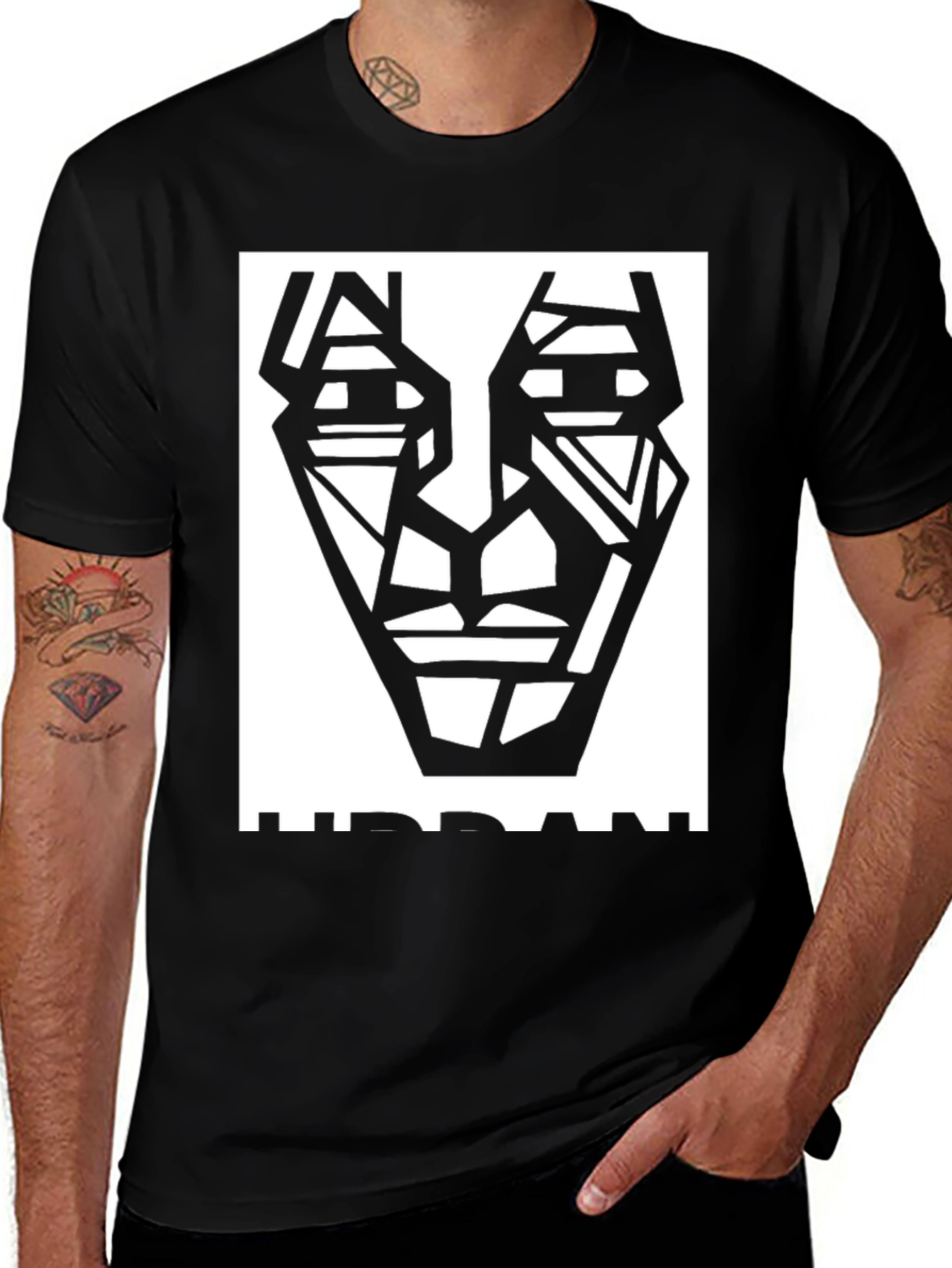Variant 21 of Abstract Urban Graphic Tee - Stylish Men's Black T-Shirt