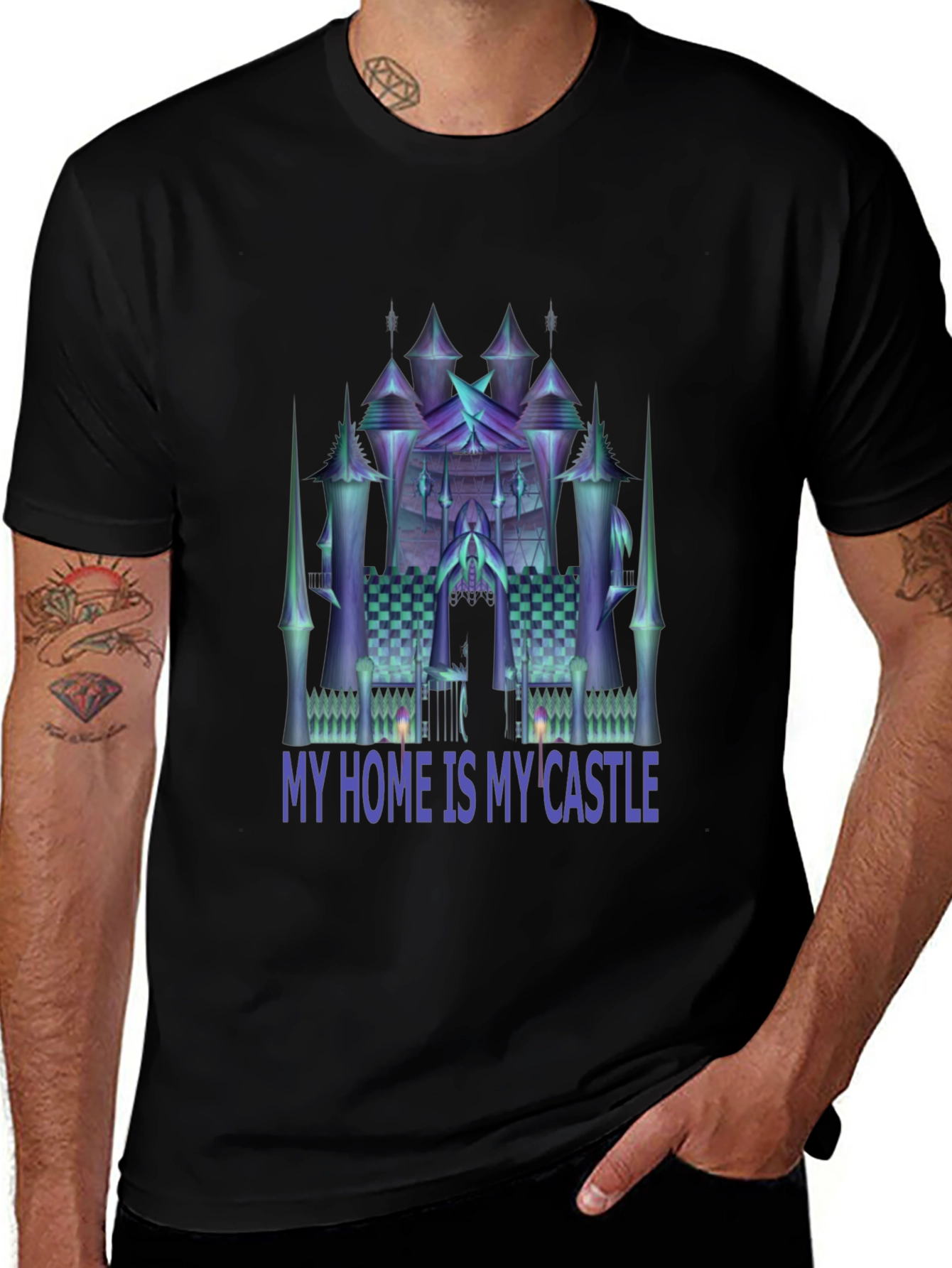 Variant 3 of Fantasy Castle T-Shirt - My Home is My Castle
