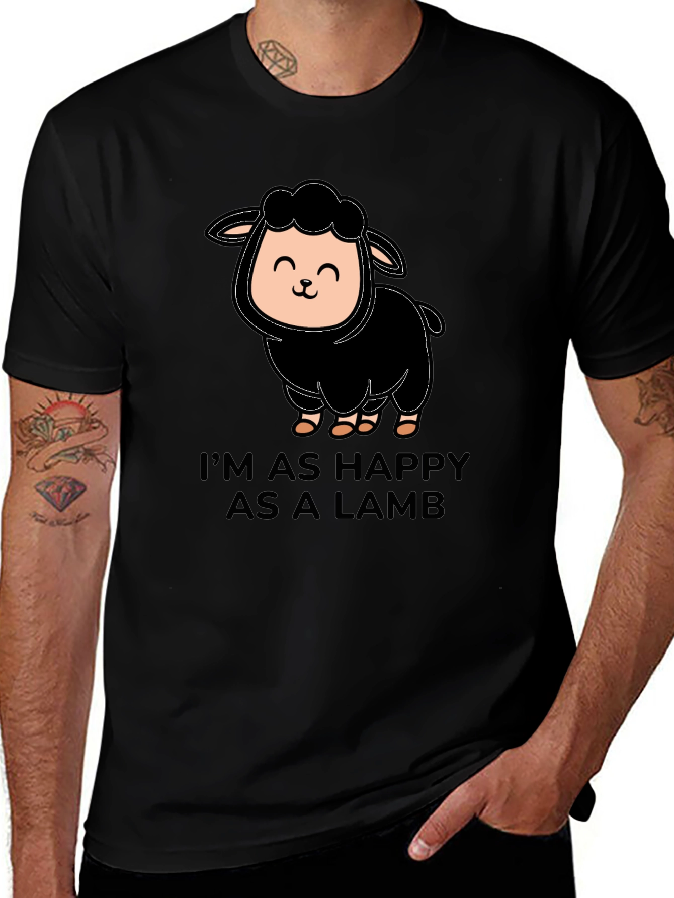 Variant 4 of Happy Lamb T-Shirt - Cute Graphic Tee