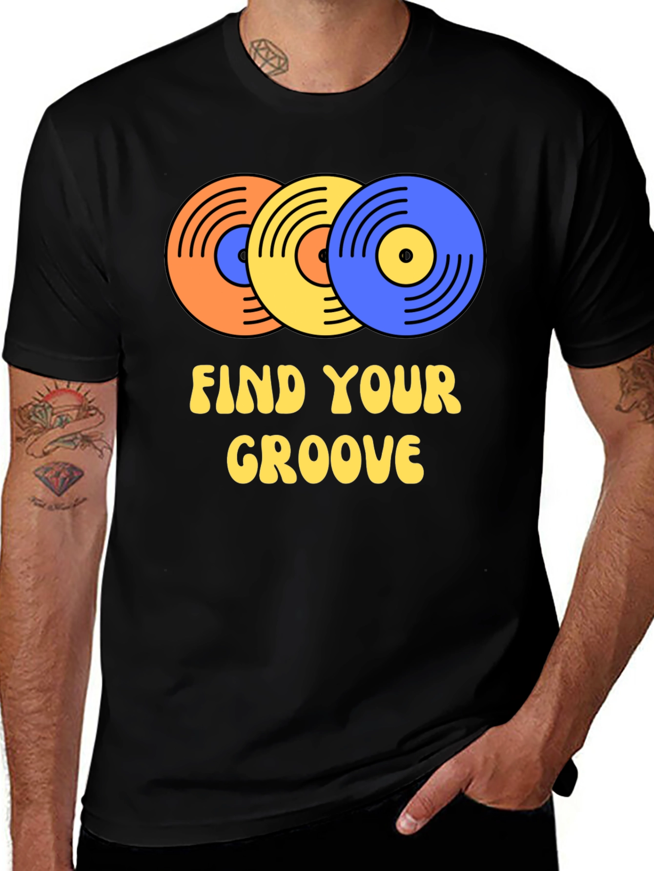 Variant 22 of Find Your Groove Retro Vinyl Record Graphic T-Shirt