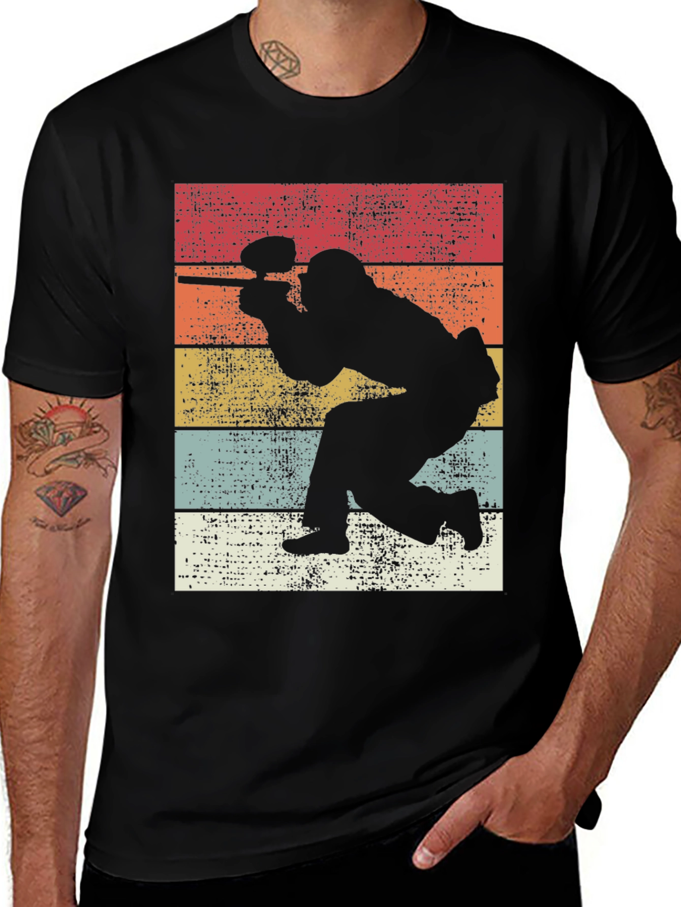 Variant 15 of Retro Paintball Player Graphic Tee - Classic Style