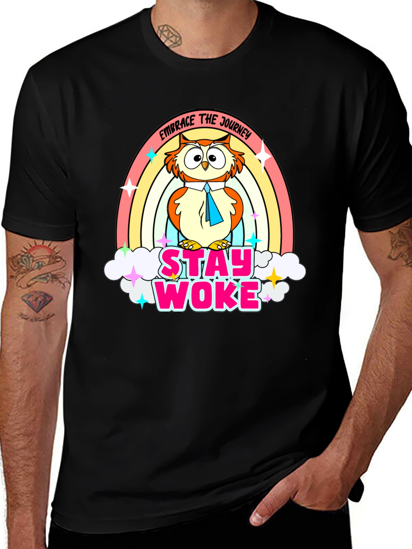 Variant 8 of Stay Woke Owl Rainbow T-Shirt