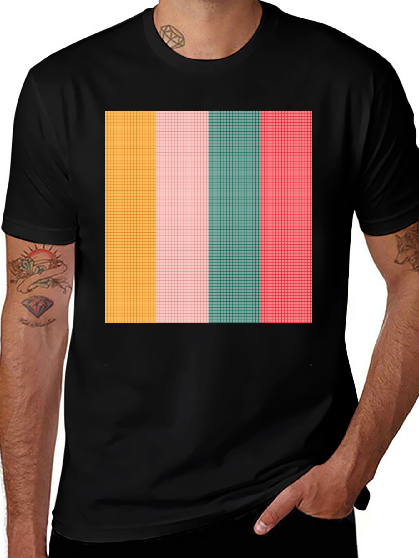 Variant 5 of Retro Color Block Tee - Trendy Graphic T-Shirt