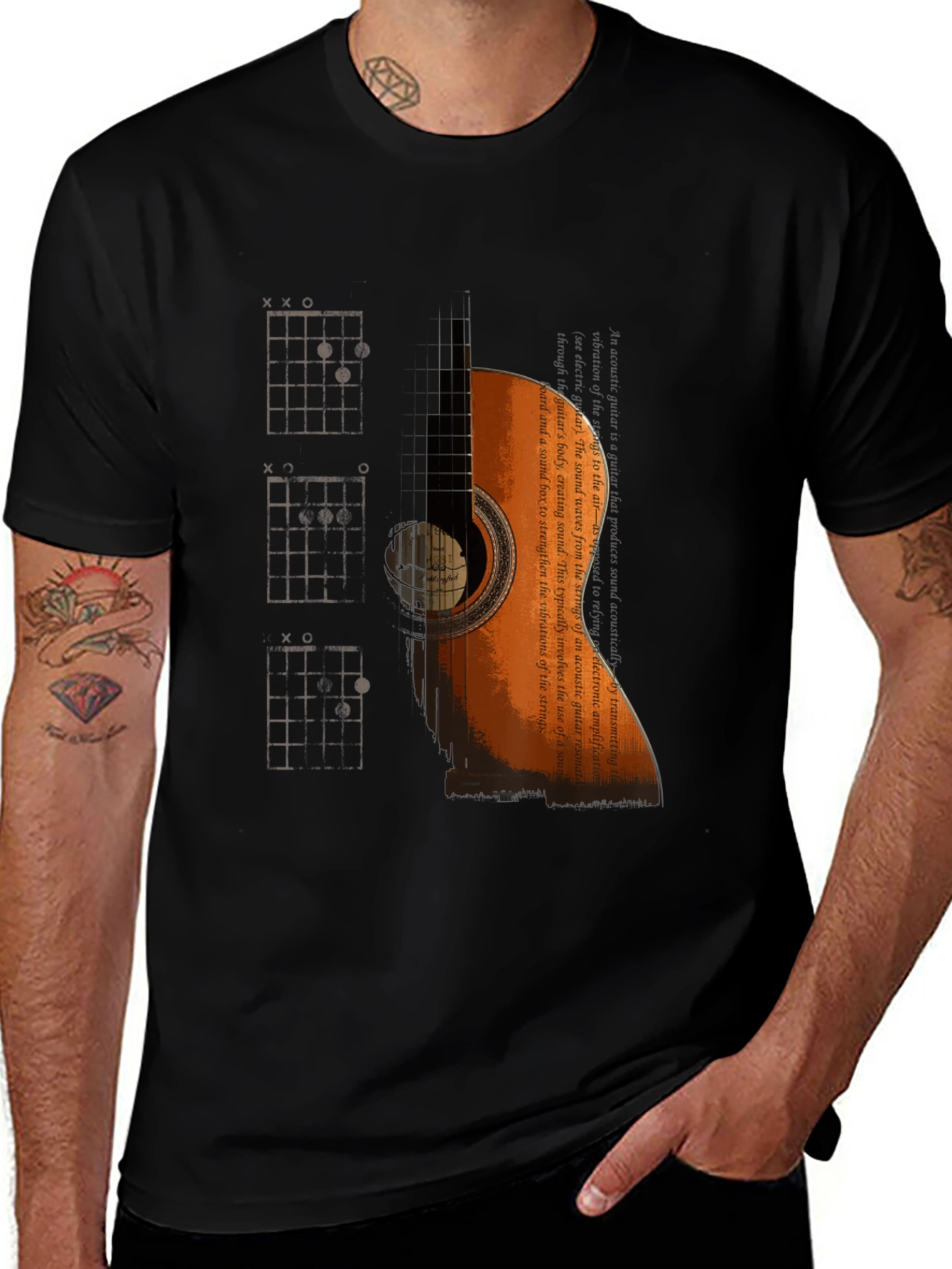 Variant 10 of Guitar Graphic Print Black T-Shirt