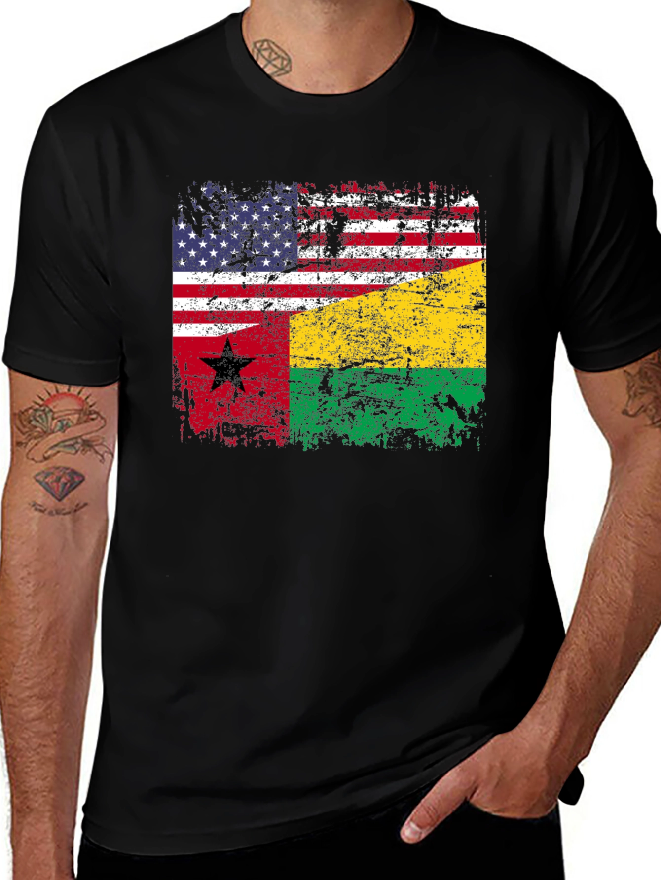 Variant 18 of USA Guinea-Bissau Flag Graphic Tee