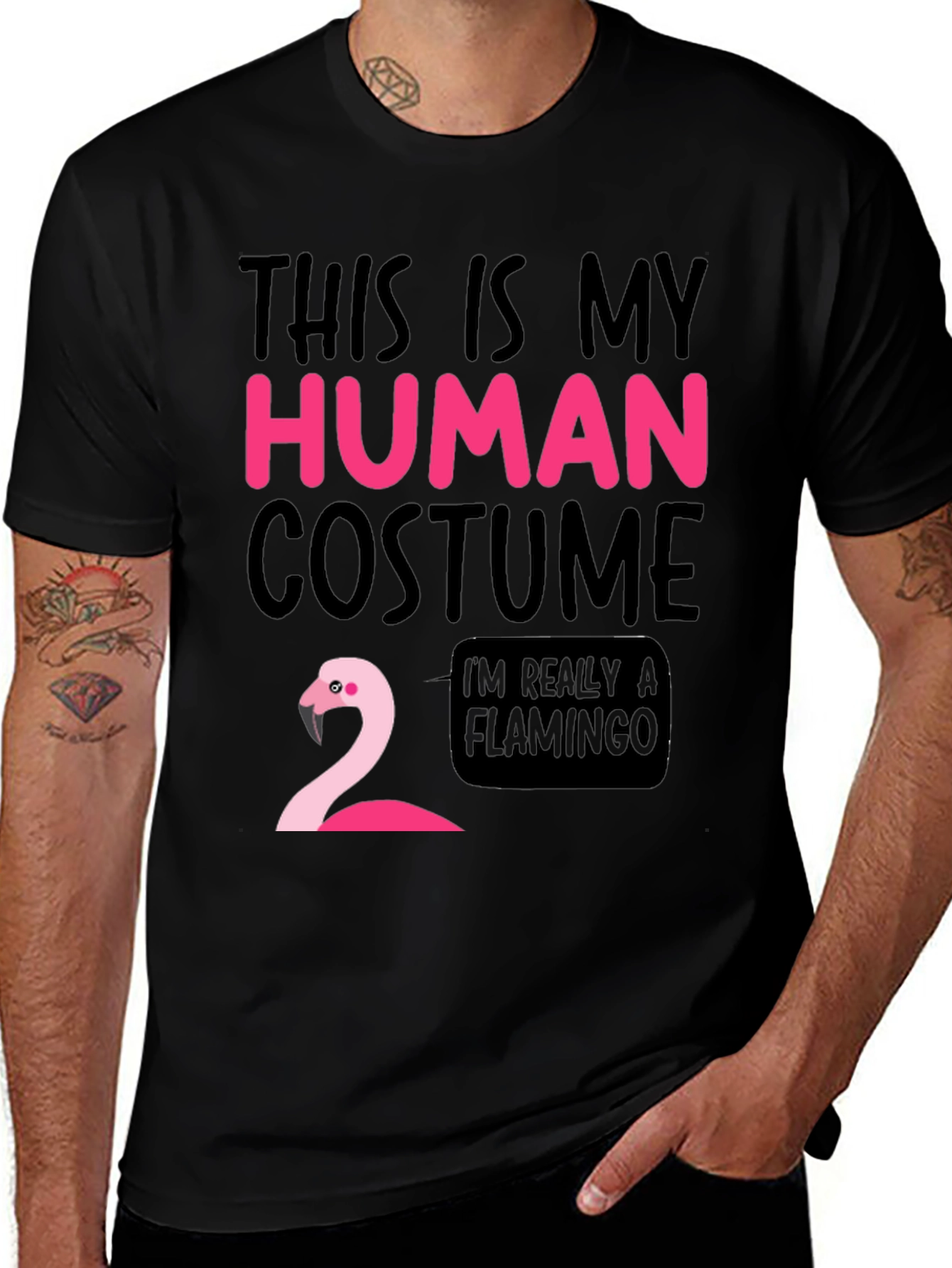 Variant 4 of Funny Human Costume Flamingo T-Shirt