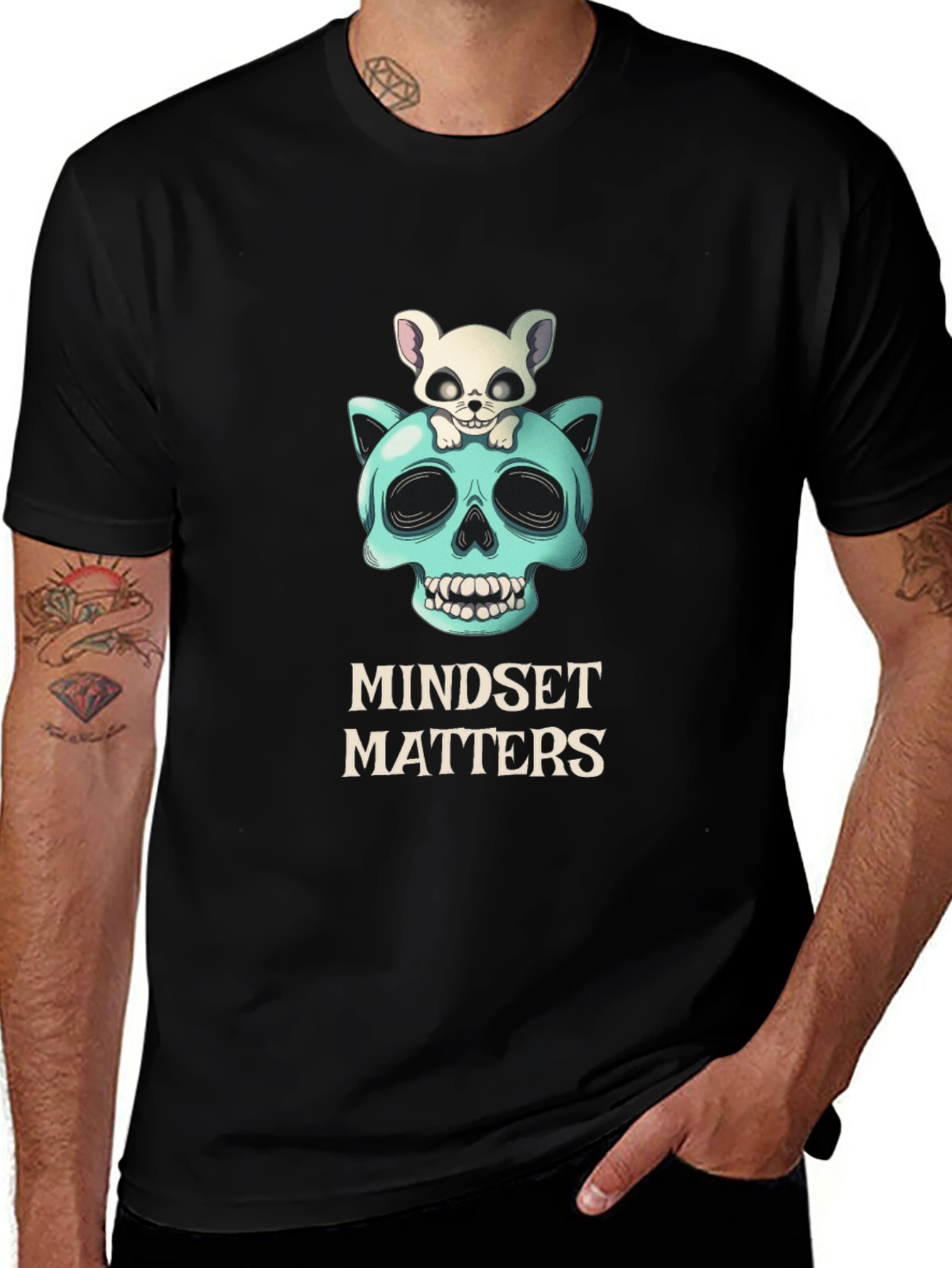 Variant 22 of Mindset Matters T-Shirt - Dog on Skull Design