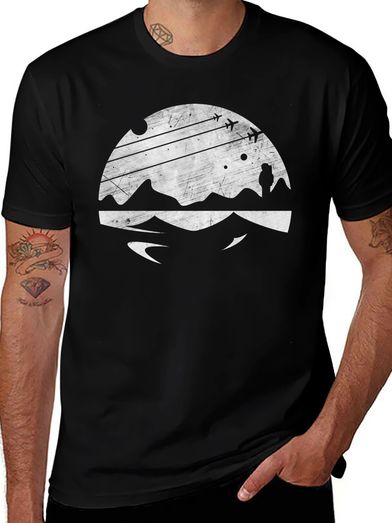 Variant 21 of Abstract Landscape Black T-Shirt
