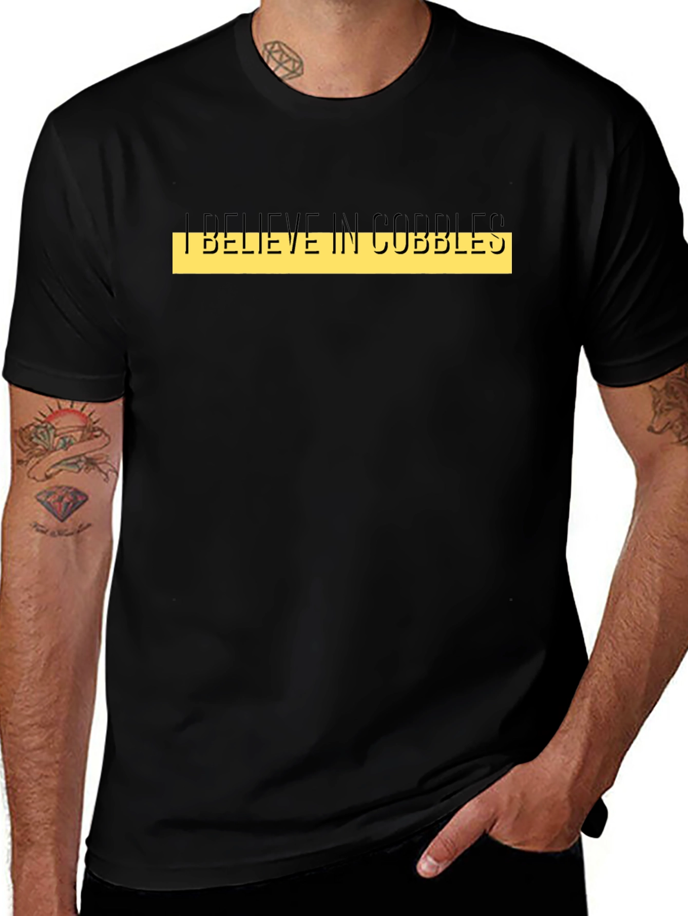 Variant 8 of I Believe in Cobbles - Graphic Black T-Shirt