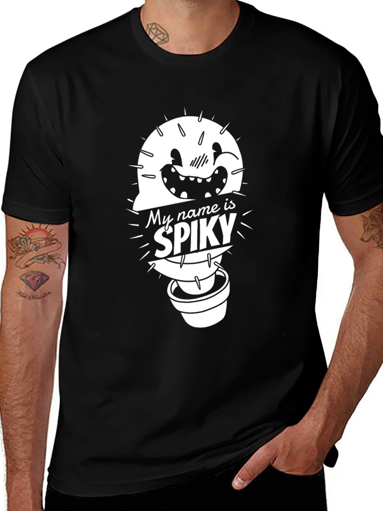 Variant 3 of Spiky Cactus Graphic T-Shirt - Funny Cartoon Tee
