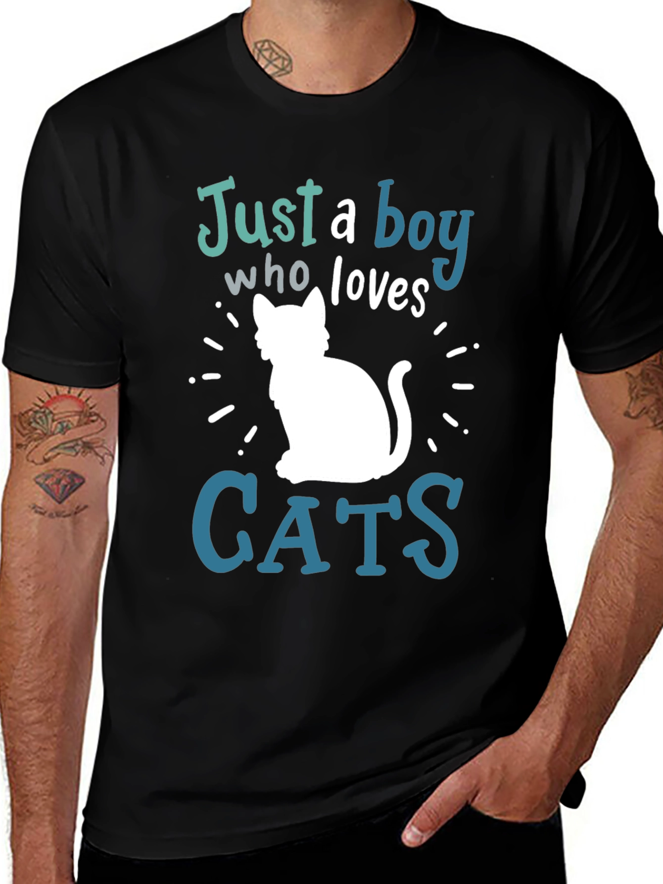 Variant 24 of Just a Boy Who Loves Cats T-Shirt - Black