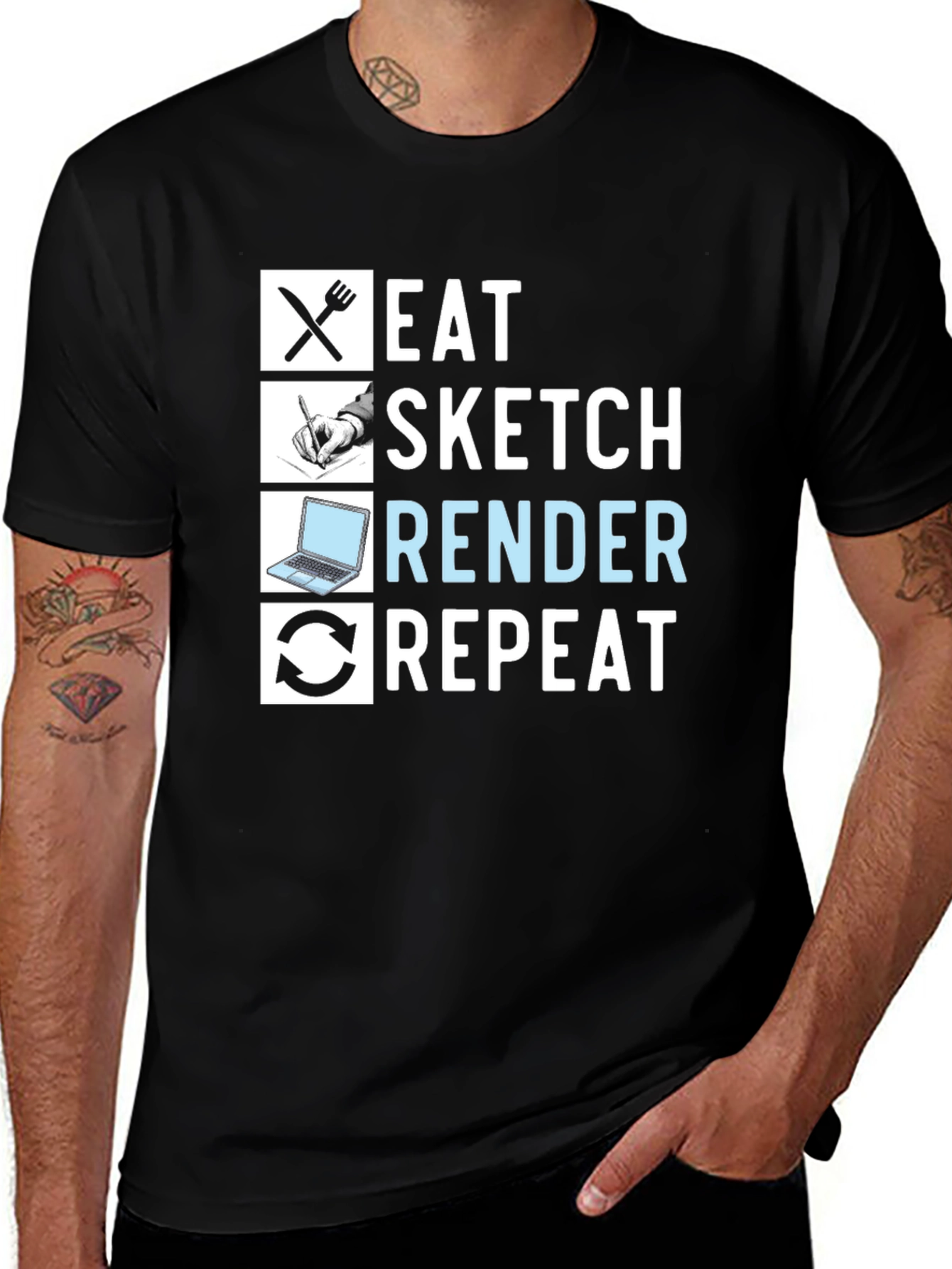 Eat, Sketch, Render, Repeat Graphic Tee