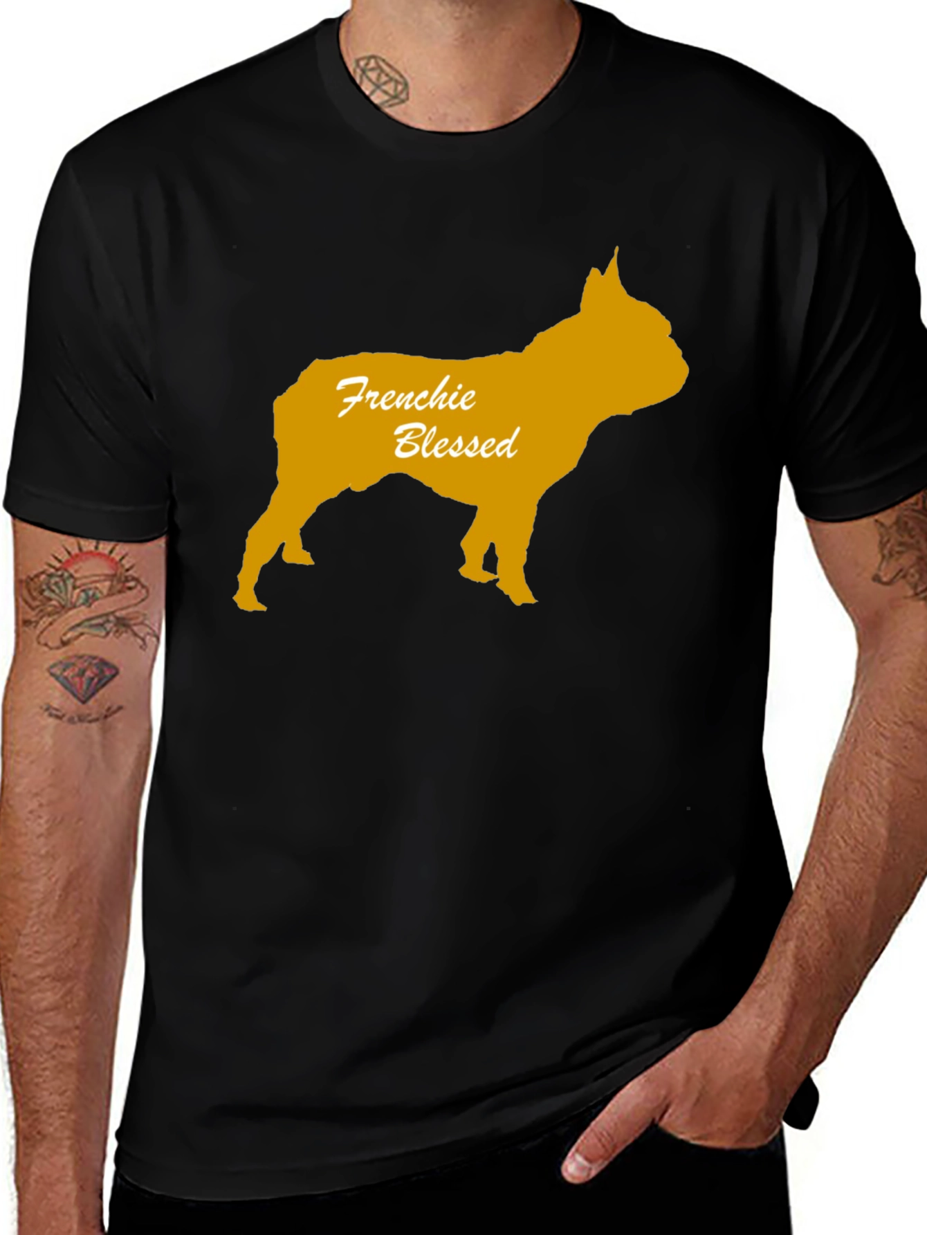 Variant 17 of Frenchie Blessed Black T-Shirt