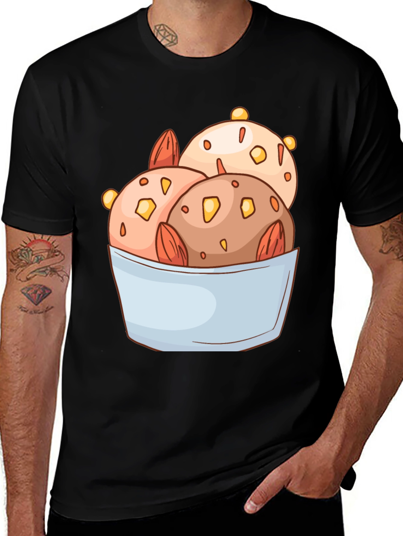 Variant 23 of Ice Cream Bowl Graphic Tee - Black