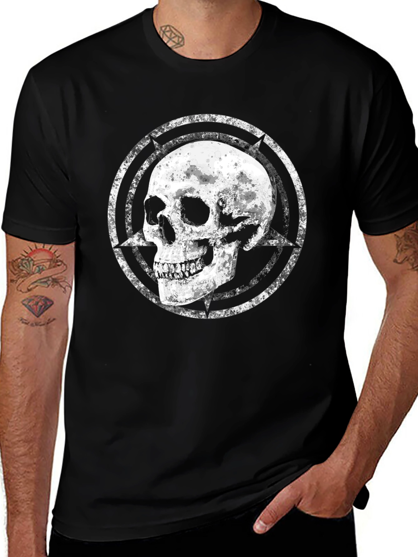 Variant 26 of Skull Graphic Print Crew Neck T-Shirt