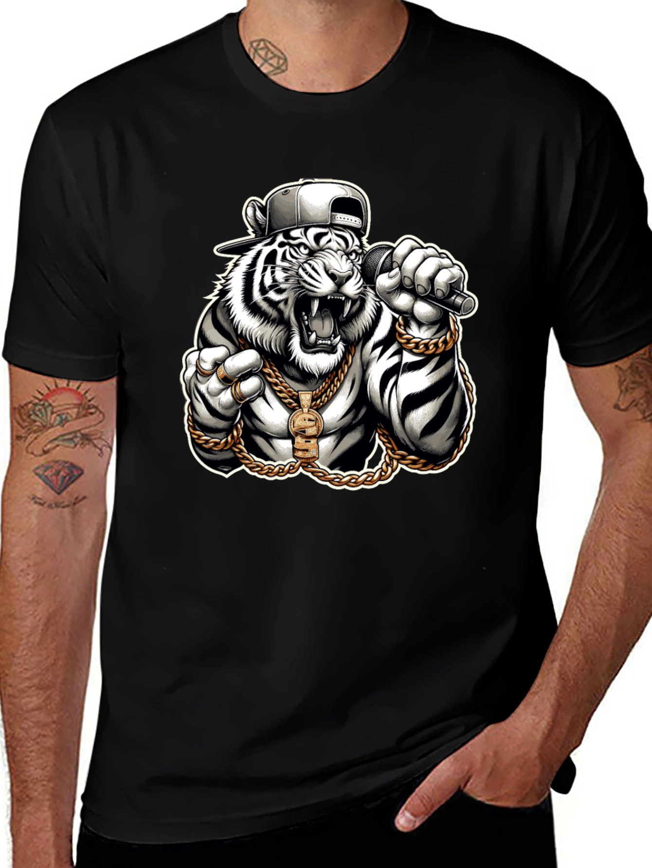 Variant 24 of Cool Tiger Rapper Graphic Tee