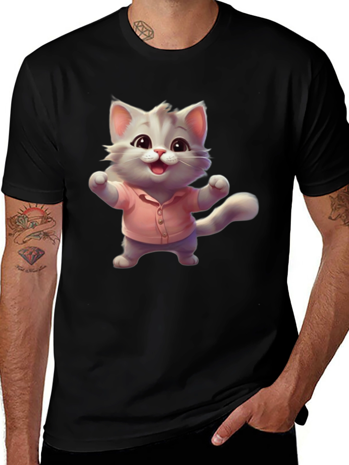 Variant 25 of Cute Cartoon Cat Graphic T-Shirt