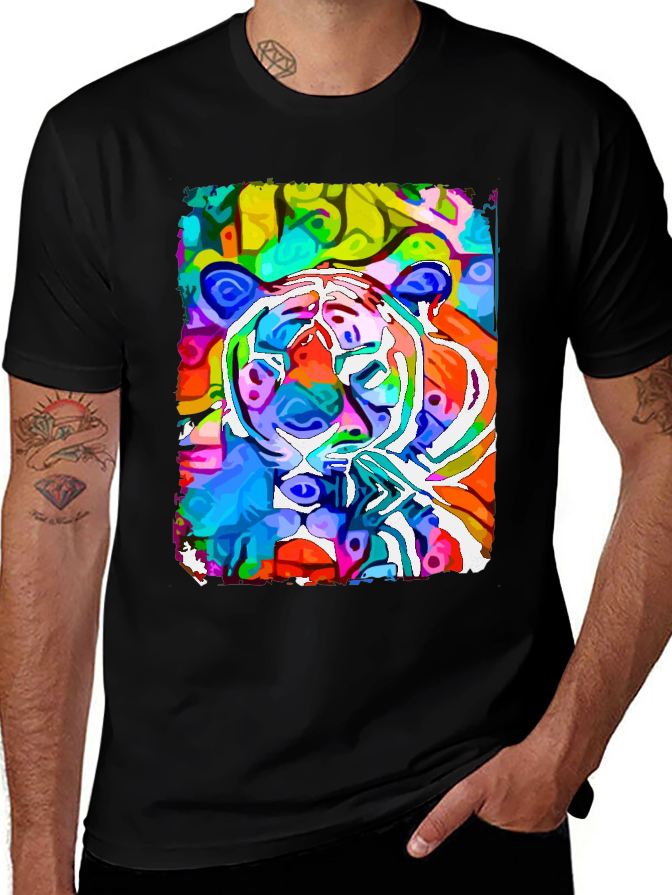 Variant 18 of Vibrant Tiger Graphic Tee - Abstract Art Print